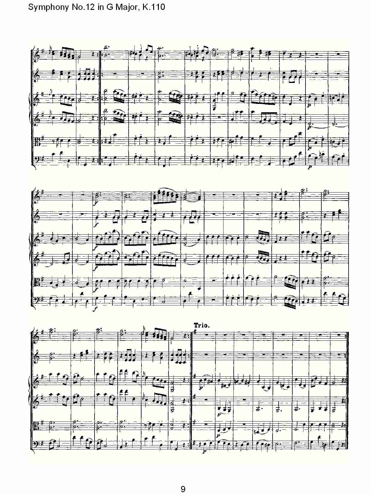 G大调第十二交响曲K.110 （一）总谱（图9）