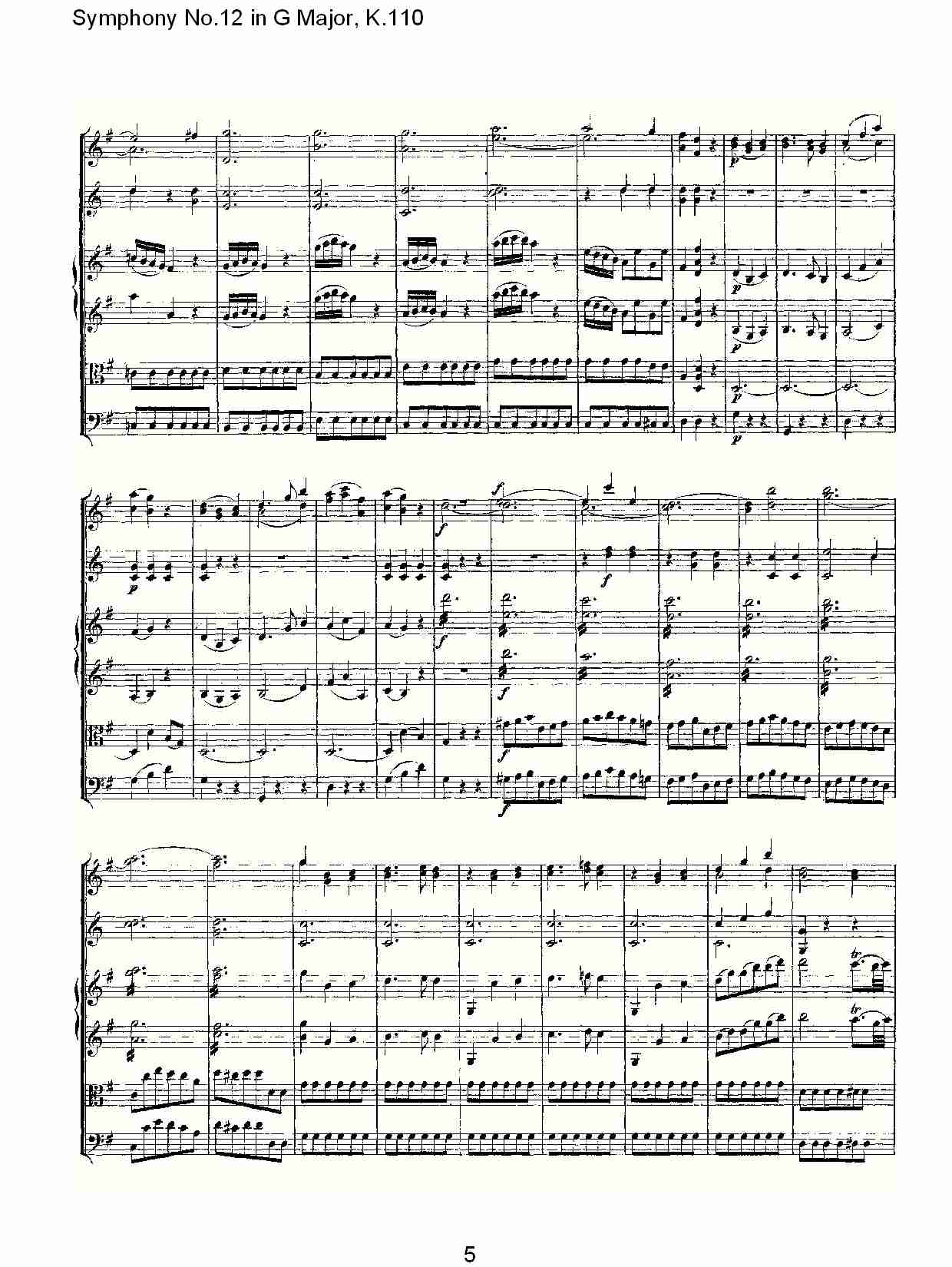 G大调第十二交响曲K.110 （一）总谱（图5）