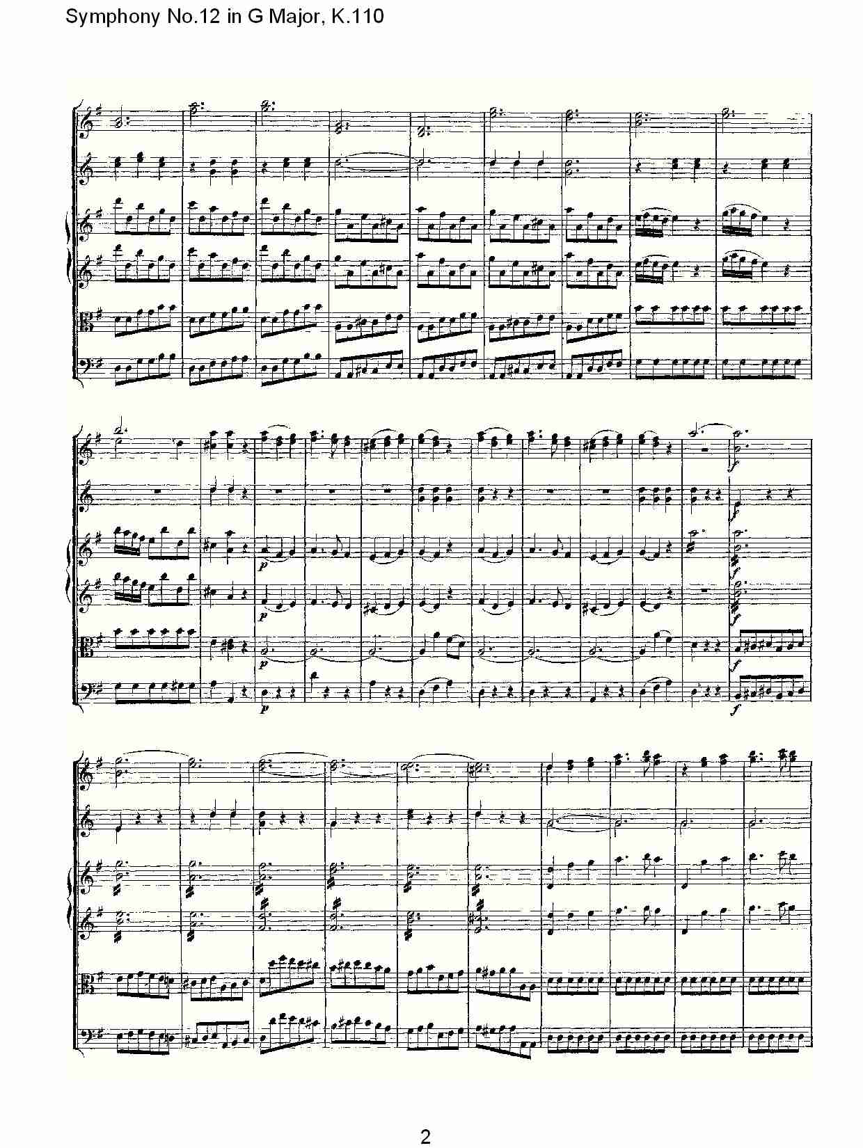 G大调第十二交响曲K.110 （一）总谱（图2）