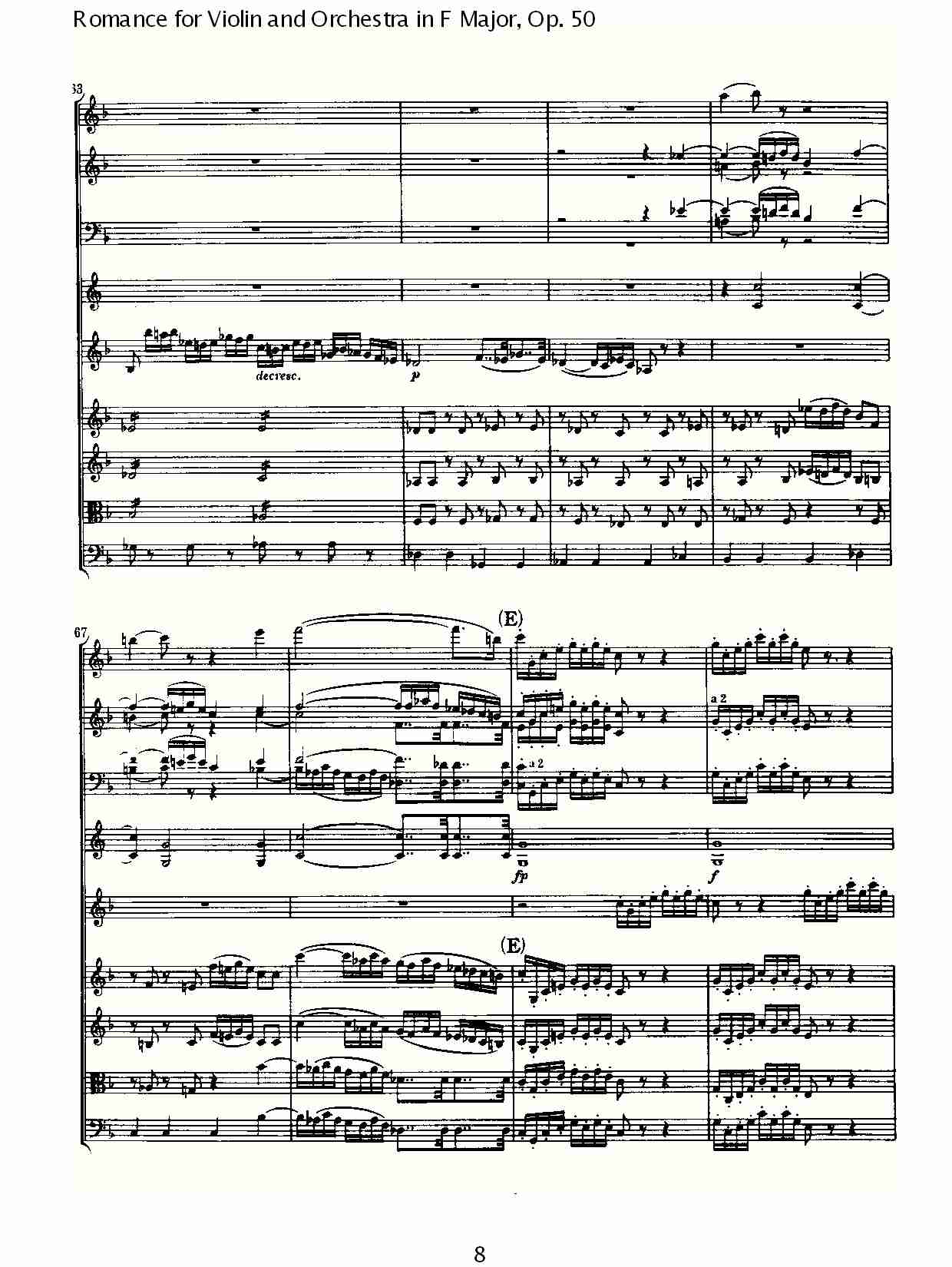 小提琴与管弦乐奏F大调浪漫曲 第一乐章(一)总谱（图10）