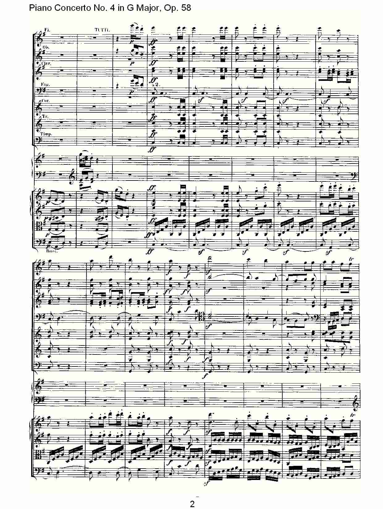 Ｇ大调钢琴第四协奏曲 Op.58第三乐章（一）总谱（图2）