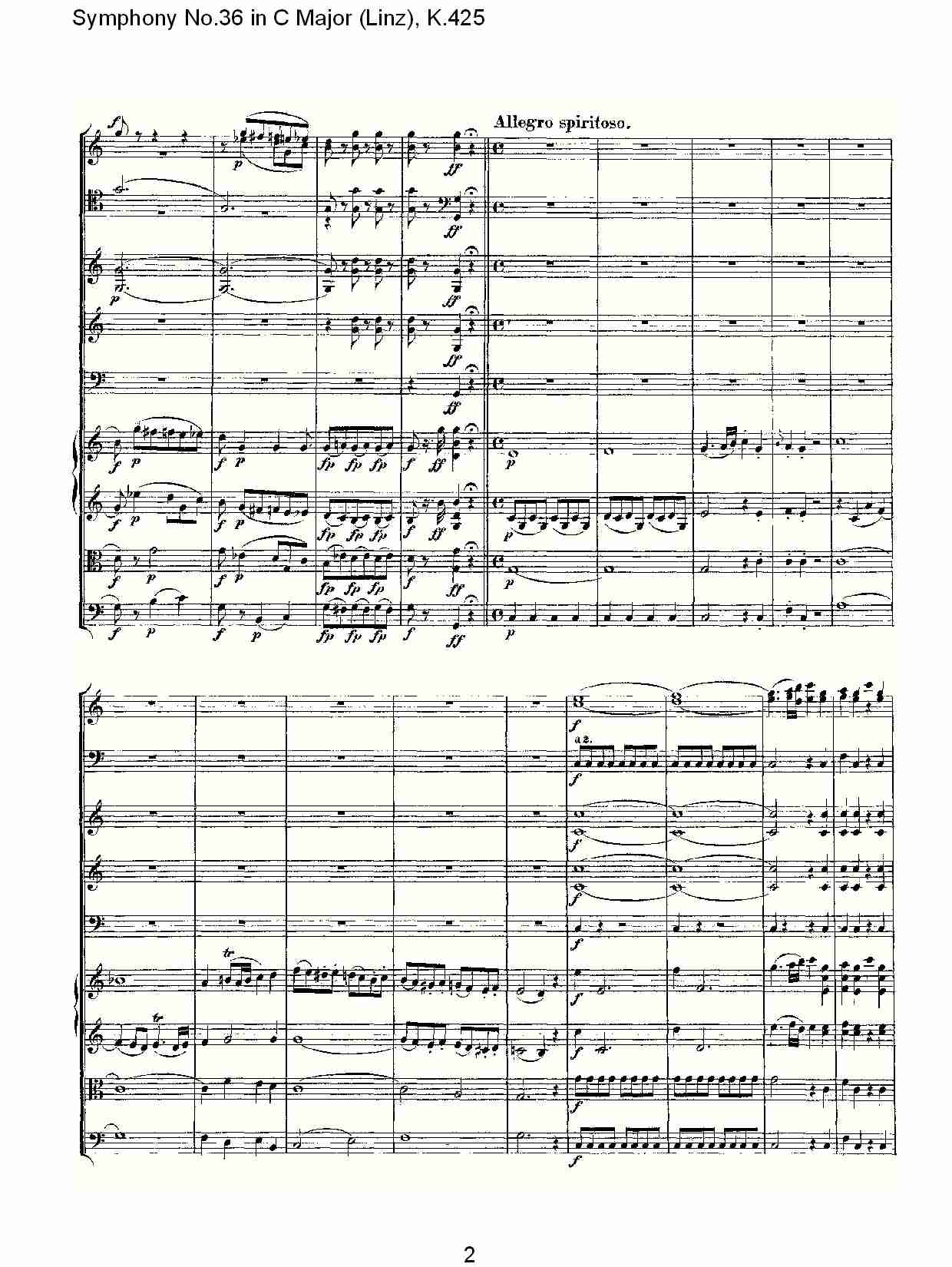 C大调第三十六交响曲K.425 （一）总谱（图2）