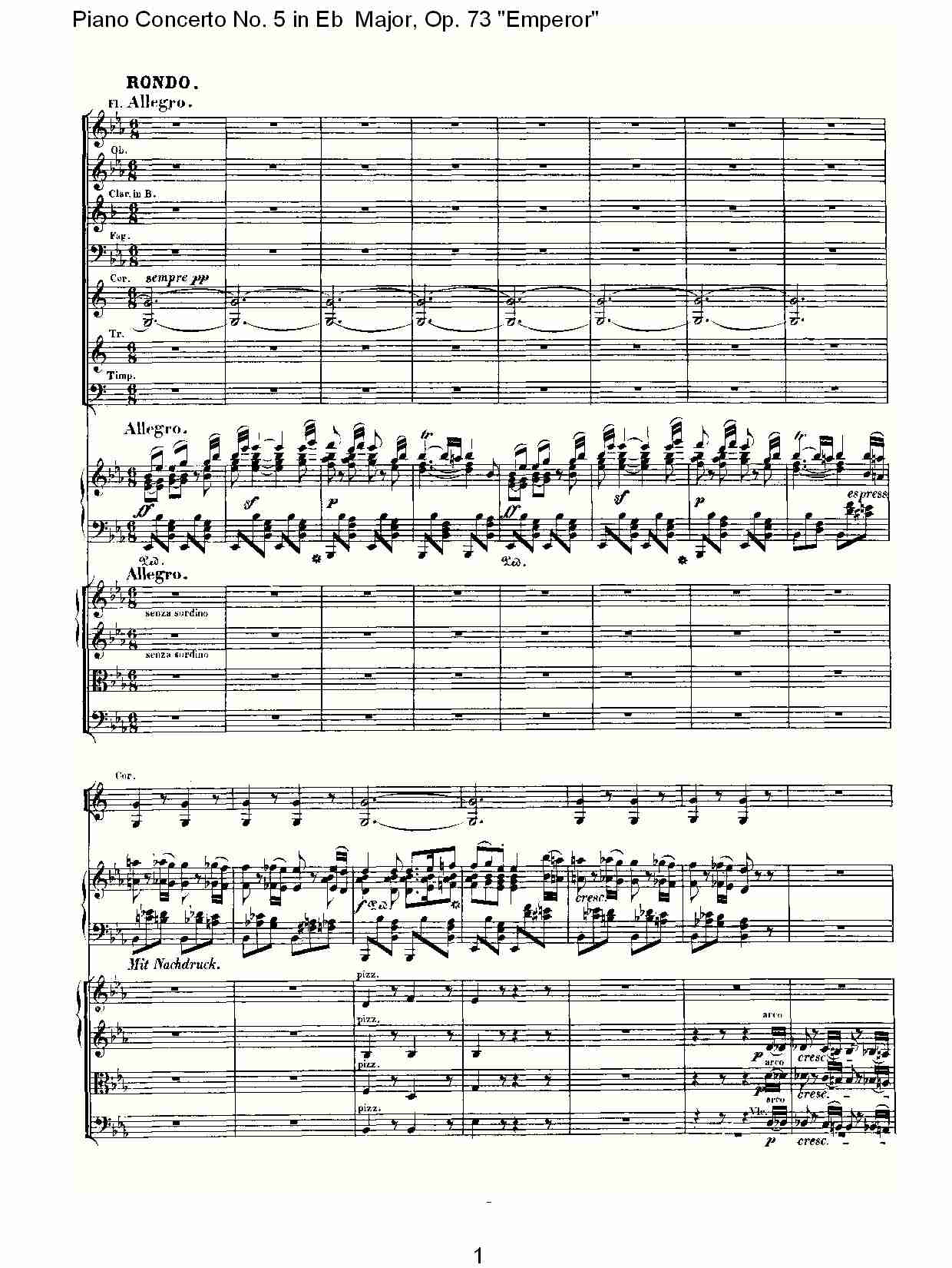 Eb大调钢琴第五协奏曲 Op.73“皇帝”第三乐章(一)总谱（图1）