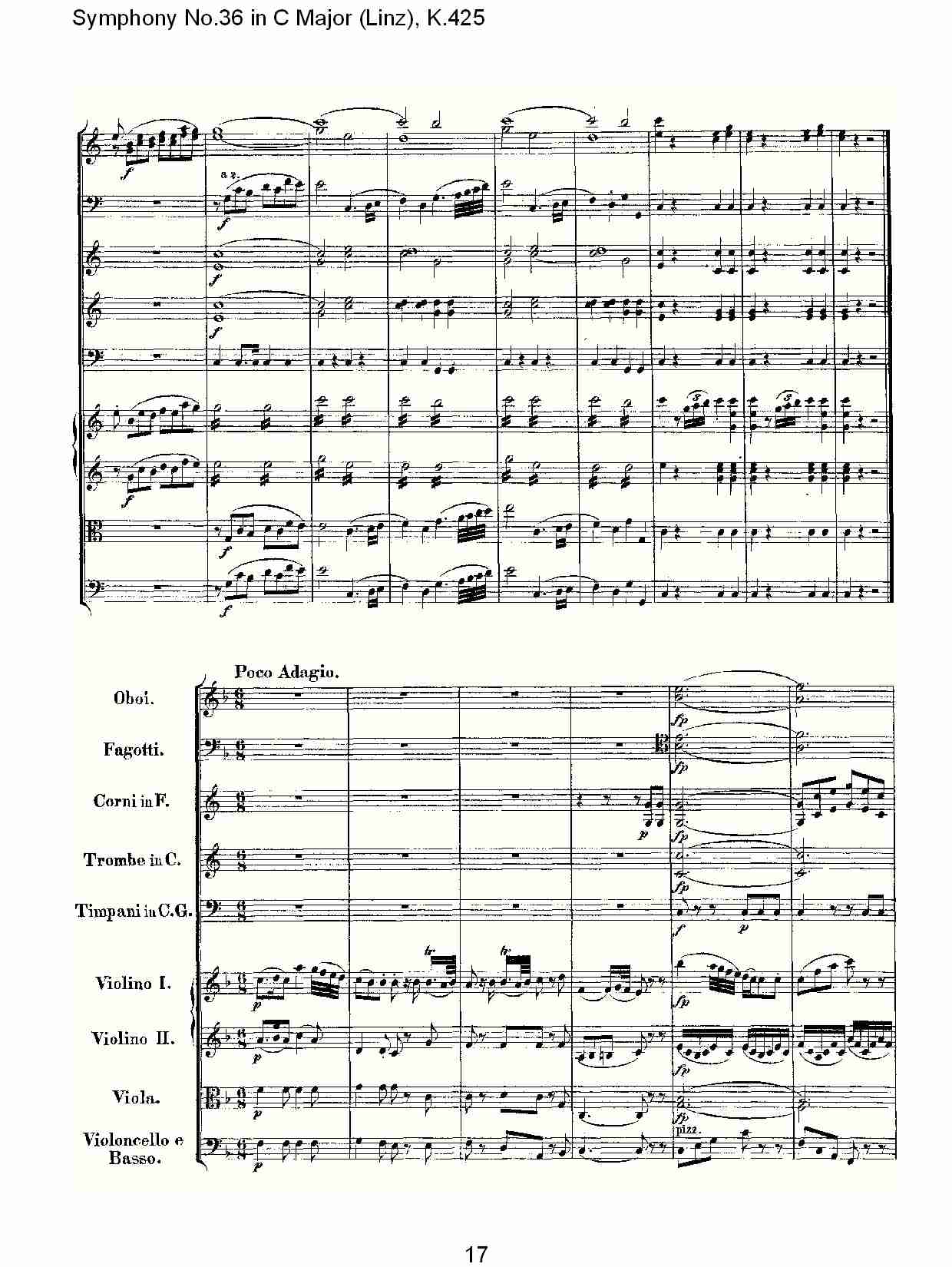 C大调第三十六交响曲K.425  （四）总谱（图2）