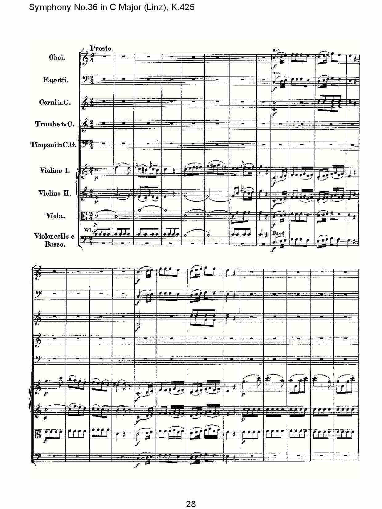C大调第三十六交响曲K.425  （六）总谱（图3）