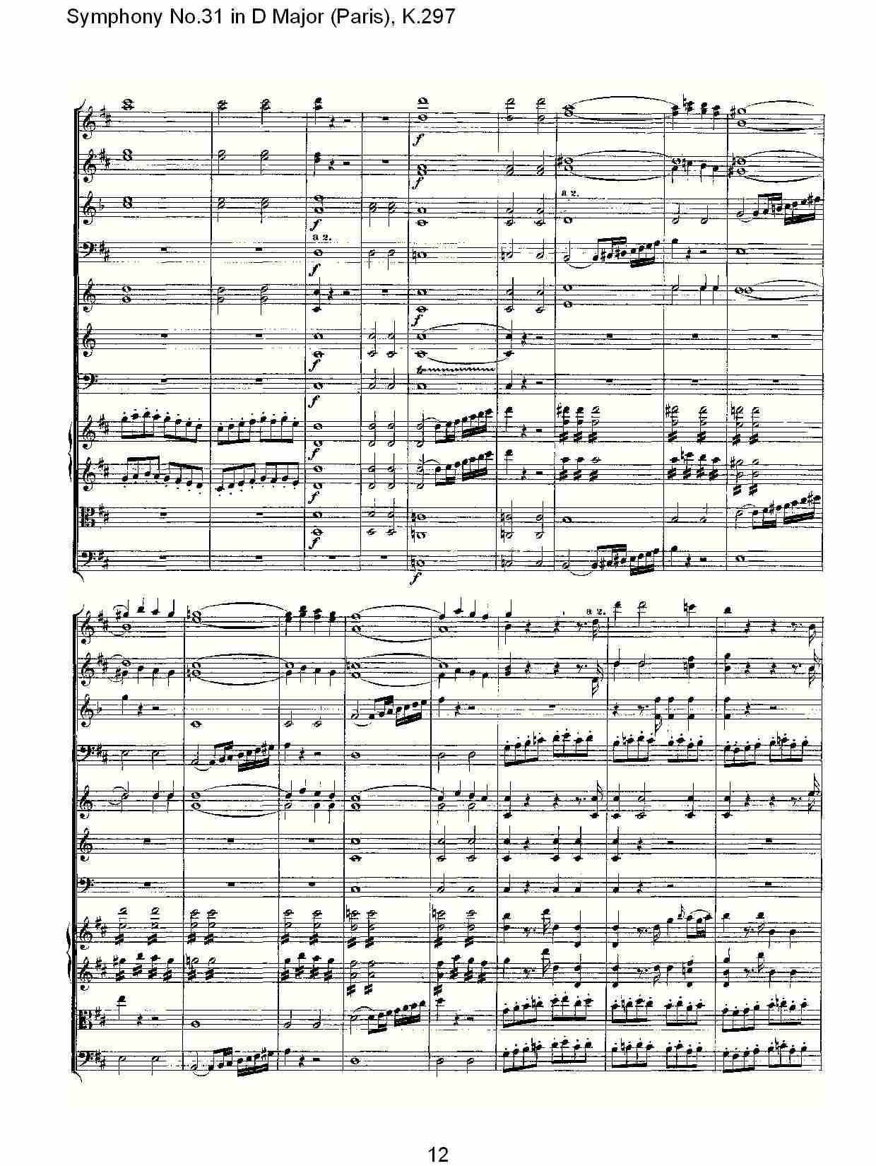 (D大调第三十一交响曲“巴黎”K.297)（三）总谱（图2）