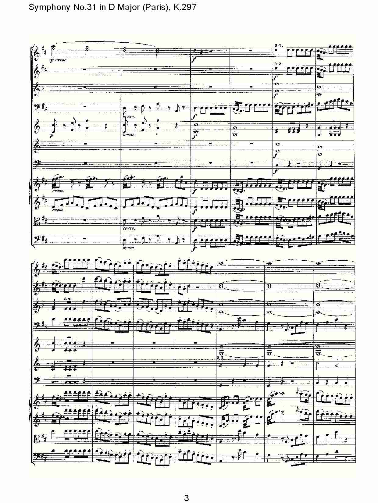 (D大调第三十一交响曲“巴黎”K.297)（一）总谱（图3）