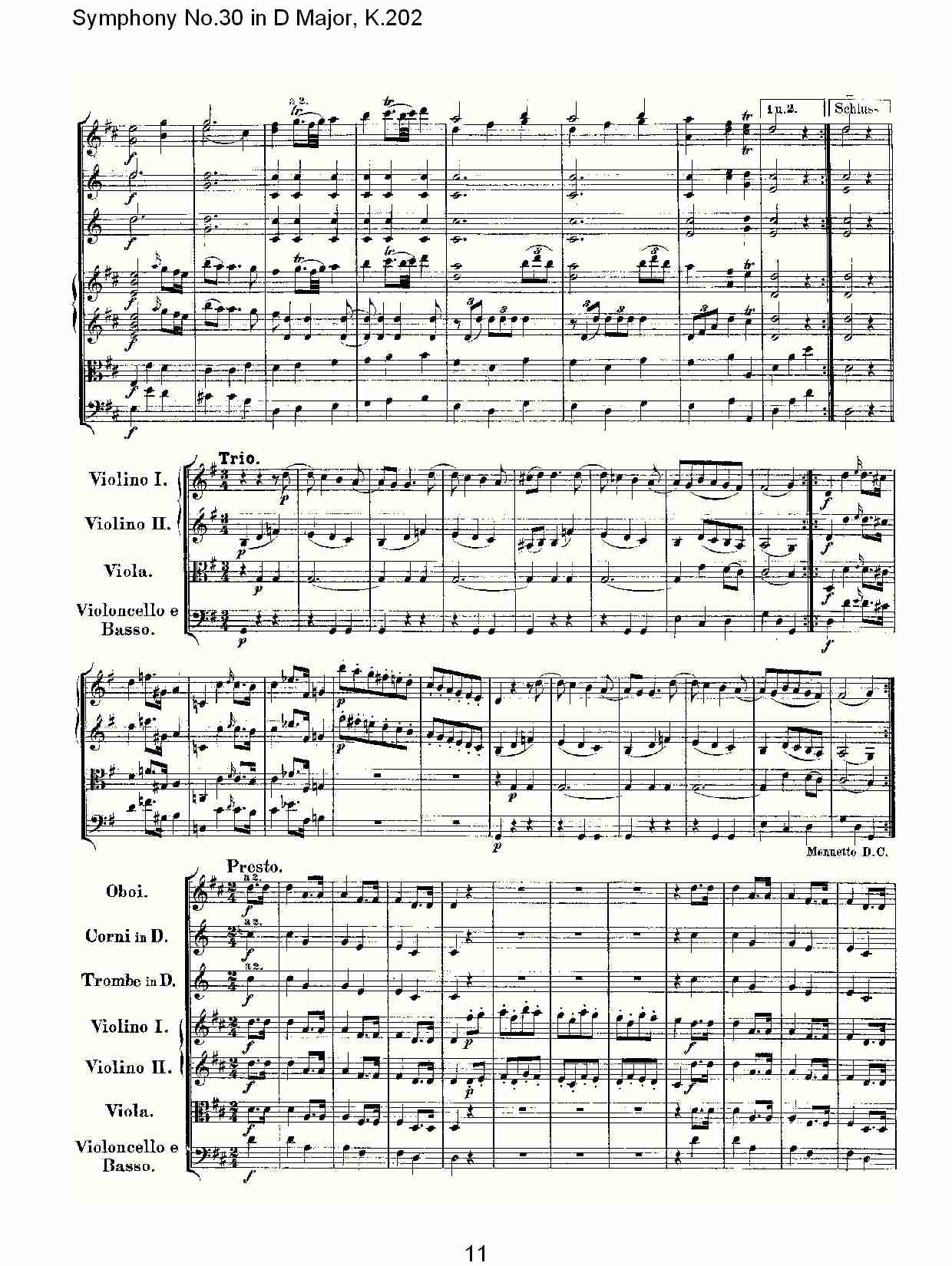 (D大调第三十交响曲K.202)（三）总谱（图1）