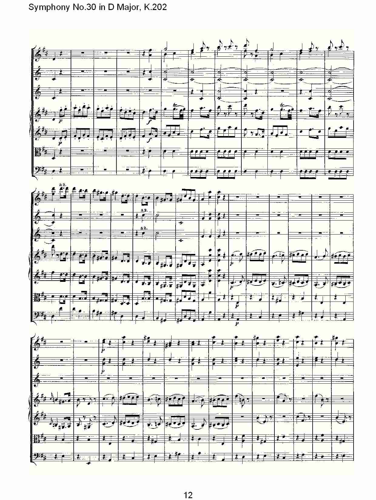 (D大调第三十交响曲K.202)（三）总谱（图2）