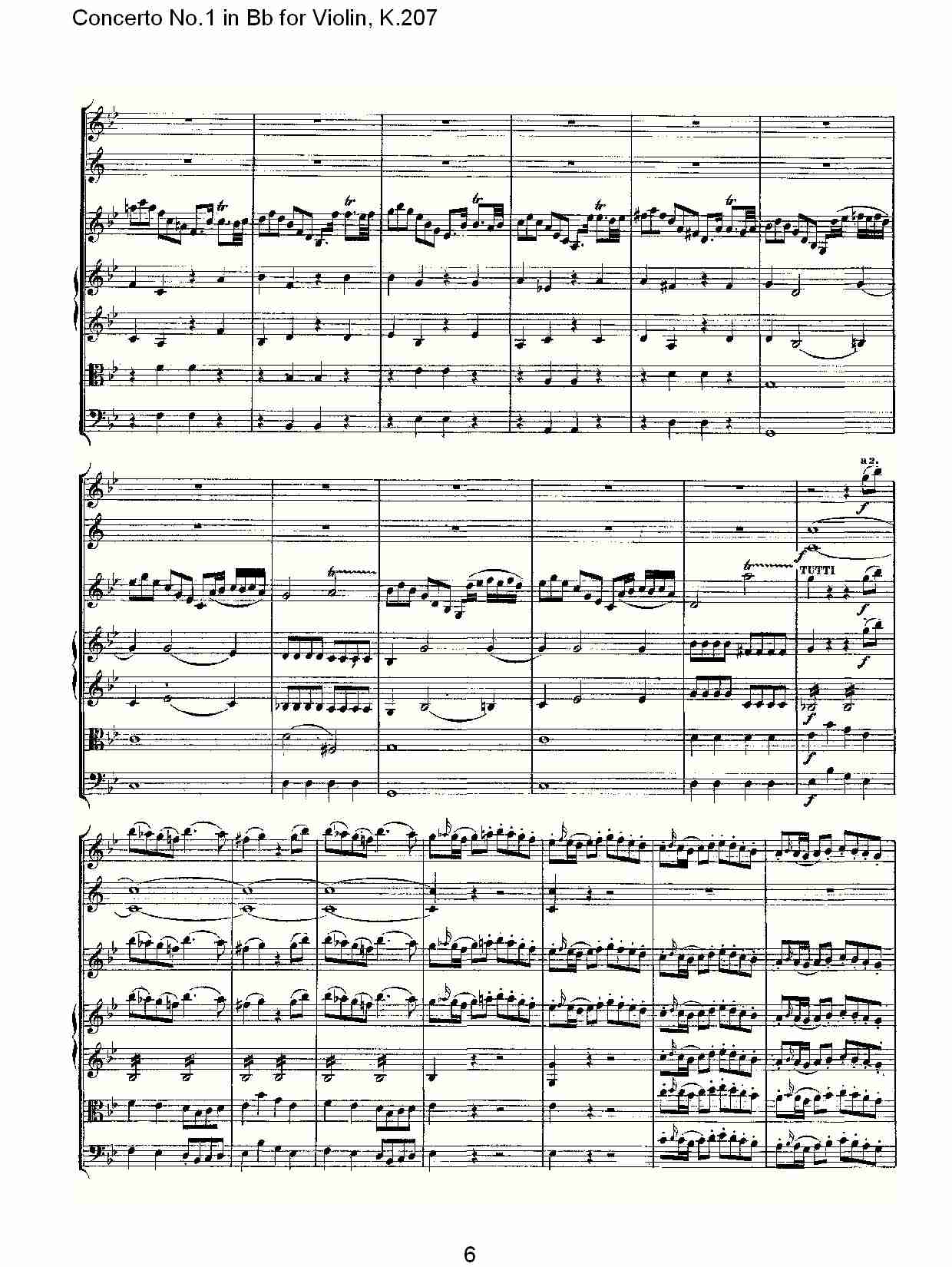 Bb调小提琴第一协奏曲, K.207 （二）总谱（图1）
