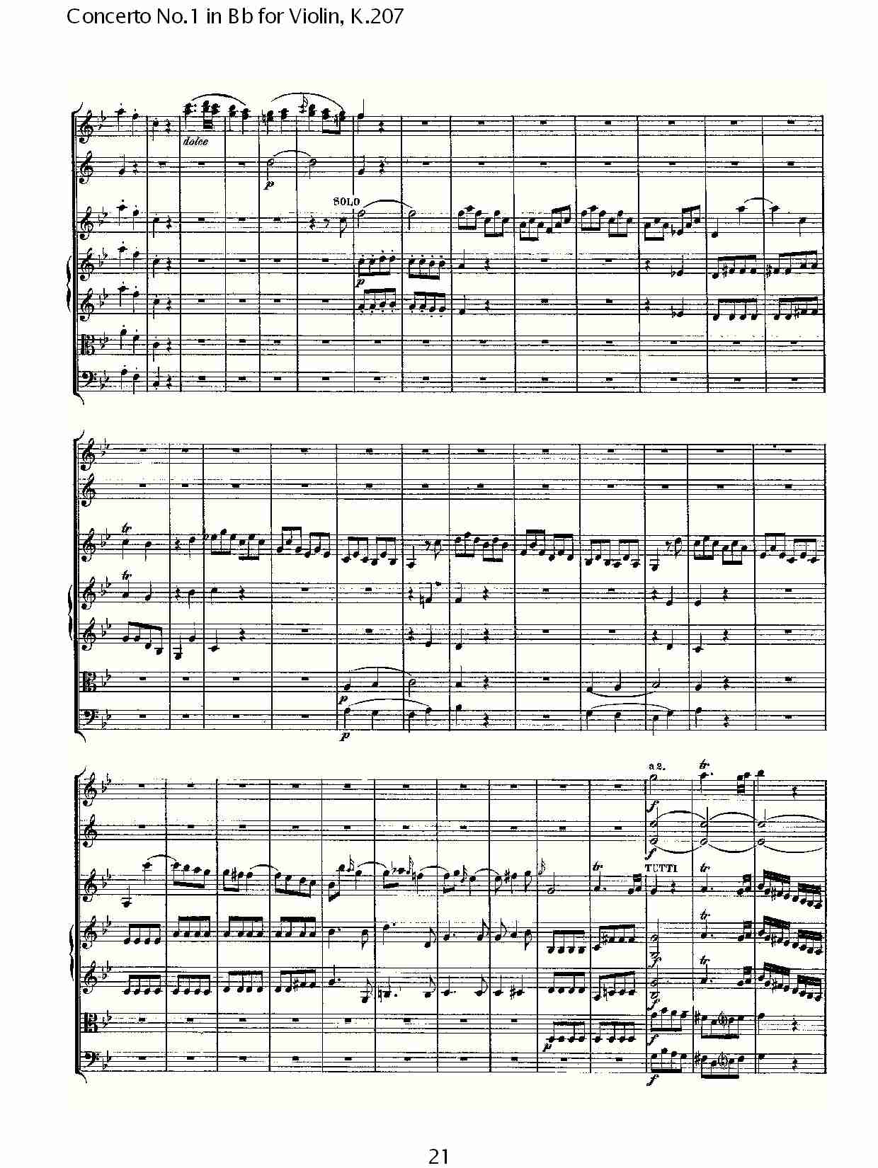 Bb调小提琴第一协奏曲, K.207 （五）总谱（图1）