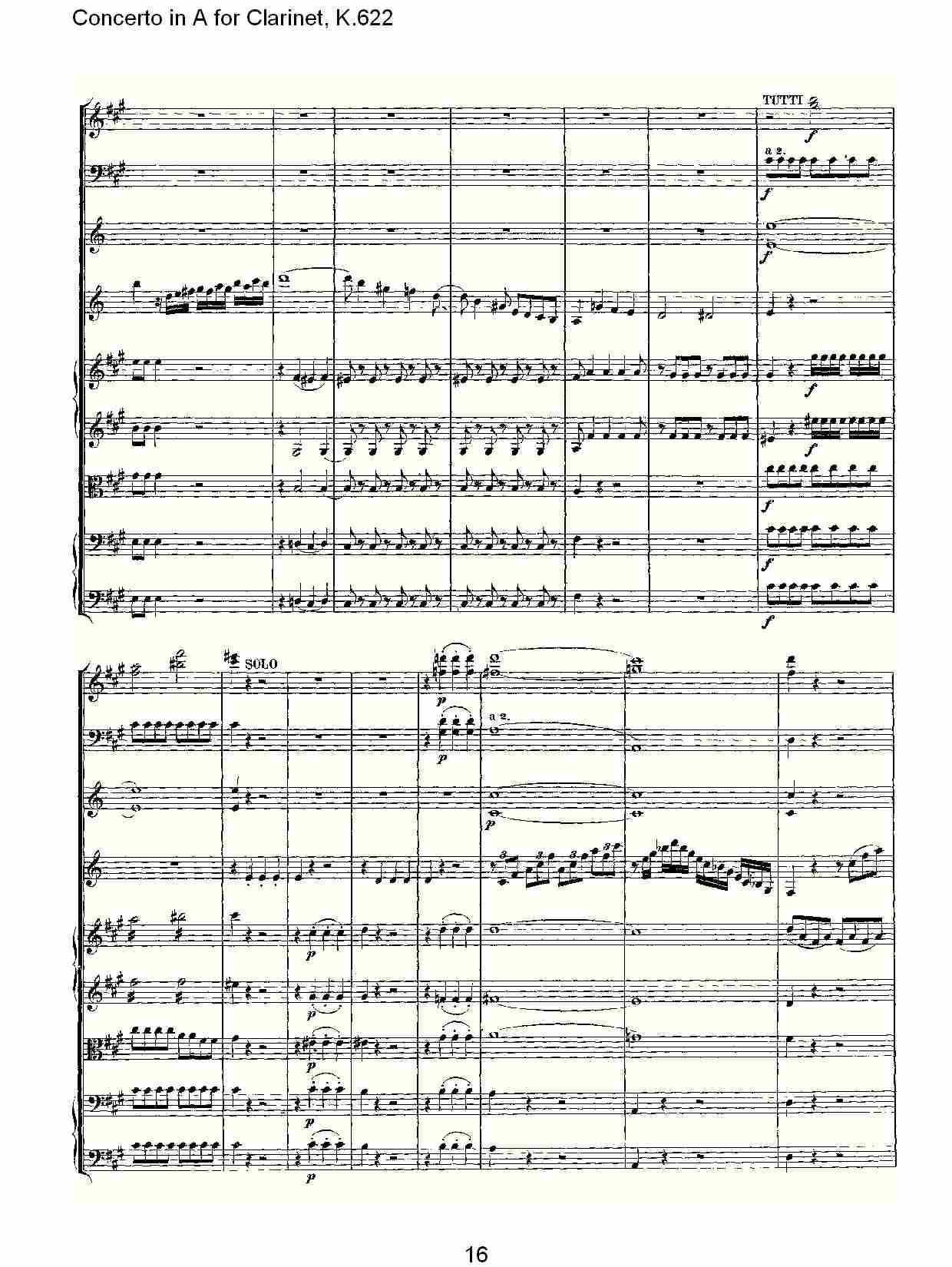 A调单簧管协奏曲, K.622（四）总谱（图1）