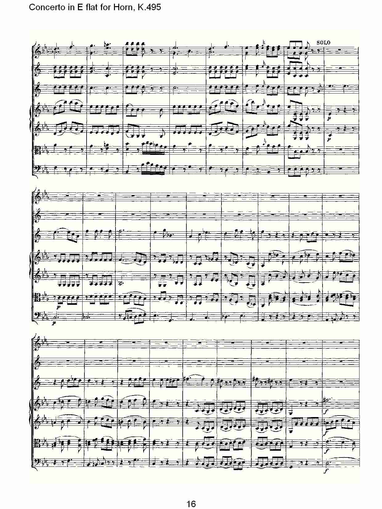 Eb调法国号协奏曲, K.495（四）总谱（图1）