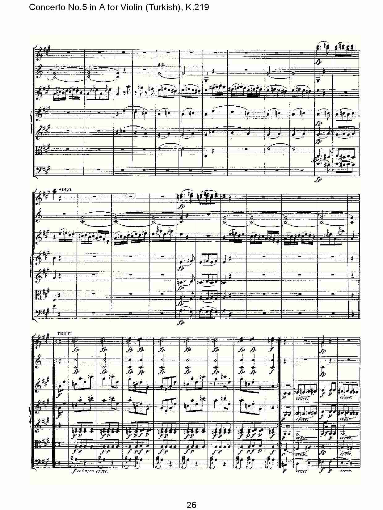A调小提琴第五协奏曲,（土耳其） K.219 （六）总谱（图1）