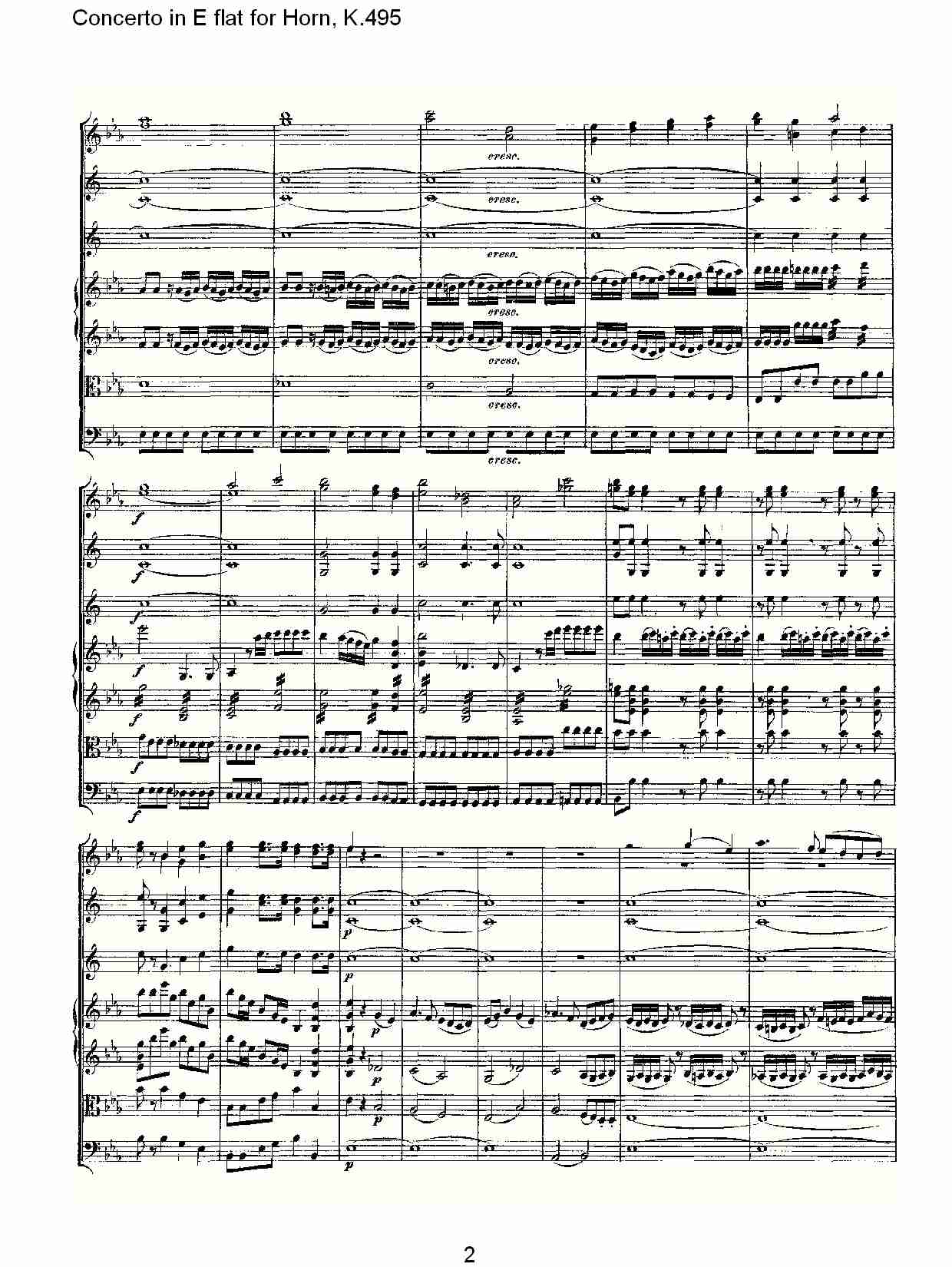 Eb调法国号协奏曲, K.495（一）总谱（图2）