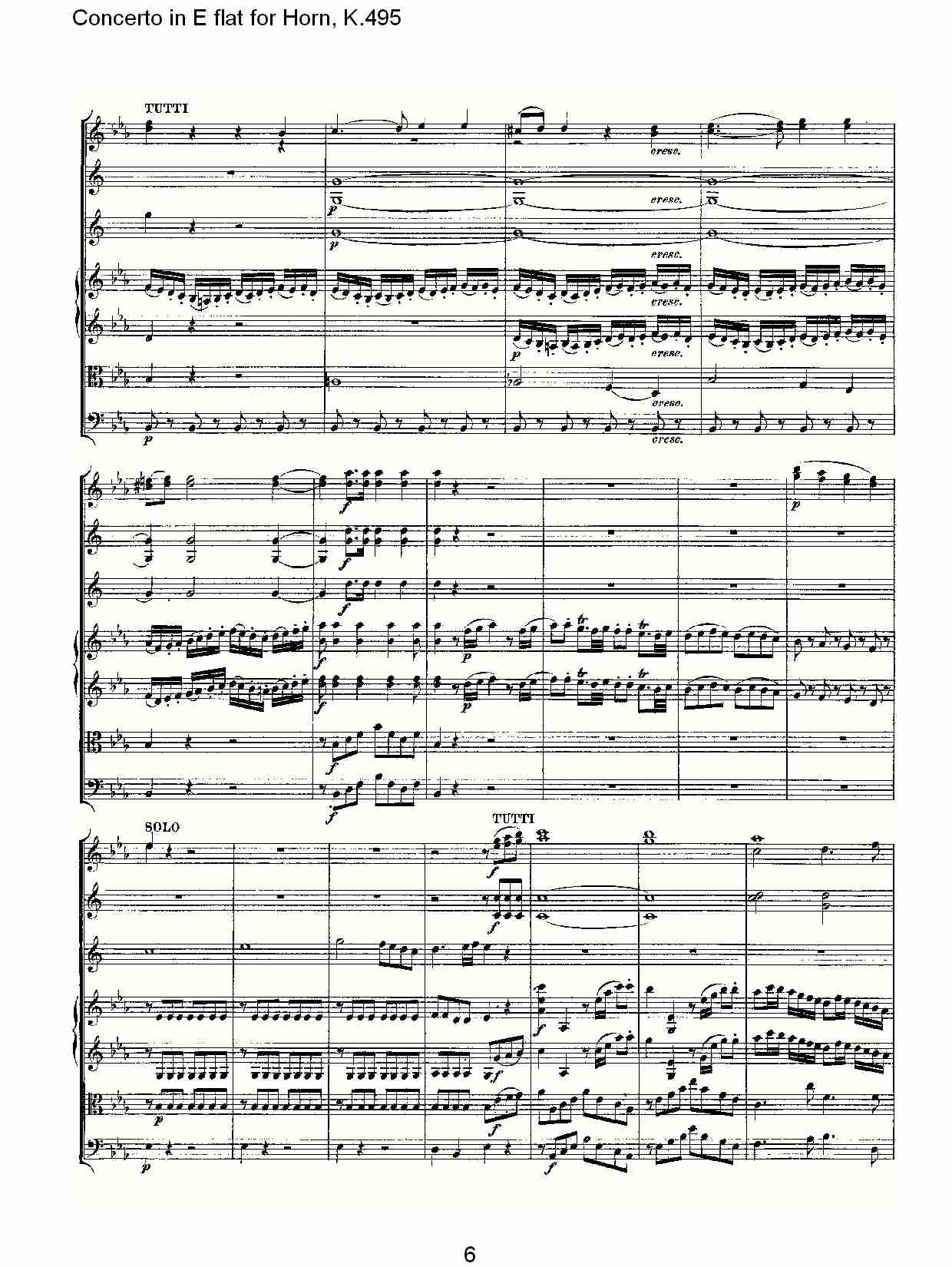 Eb调法国号协奏曲, K.495（二）总谱（图1）