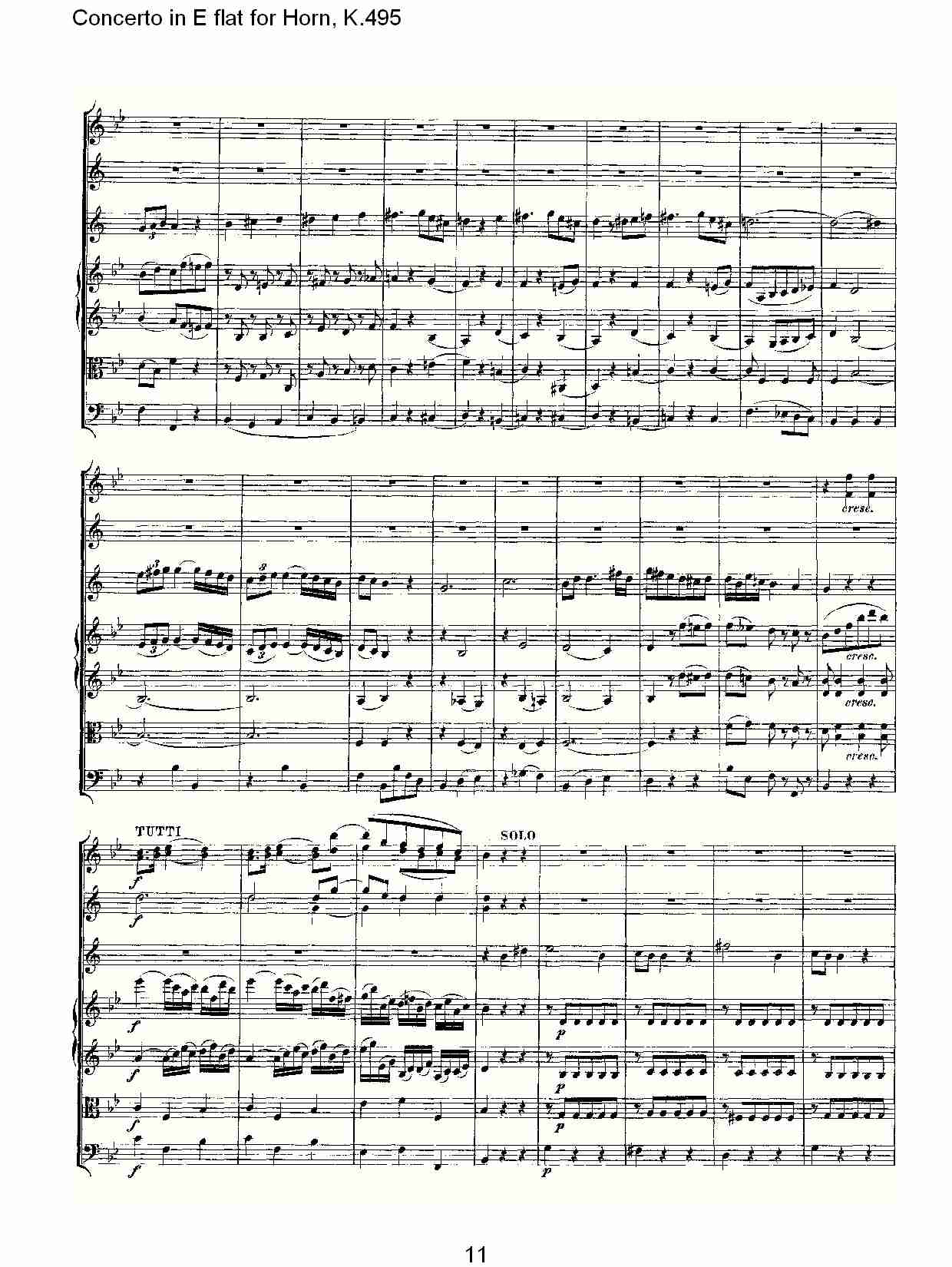Eb调法国号协奏曲, K.495（三）总谱（图1）