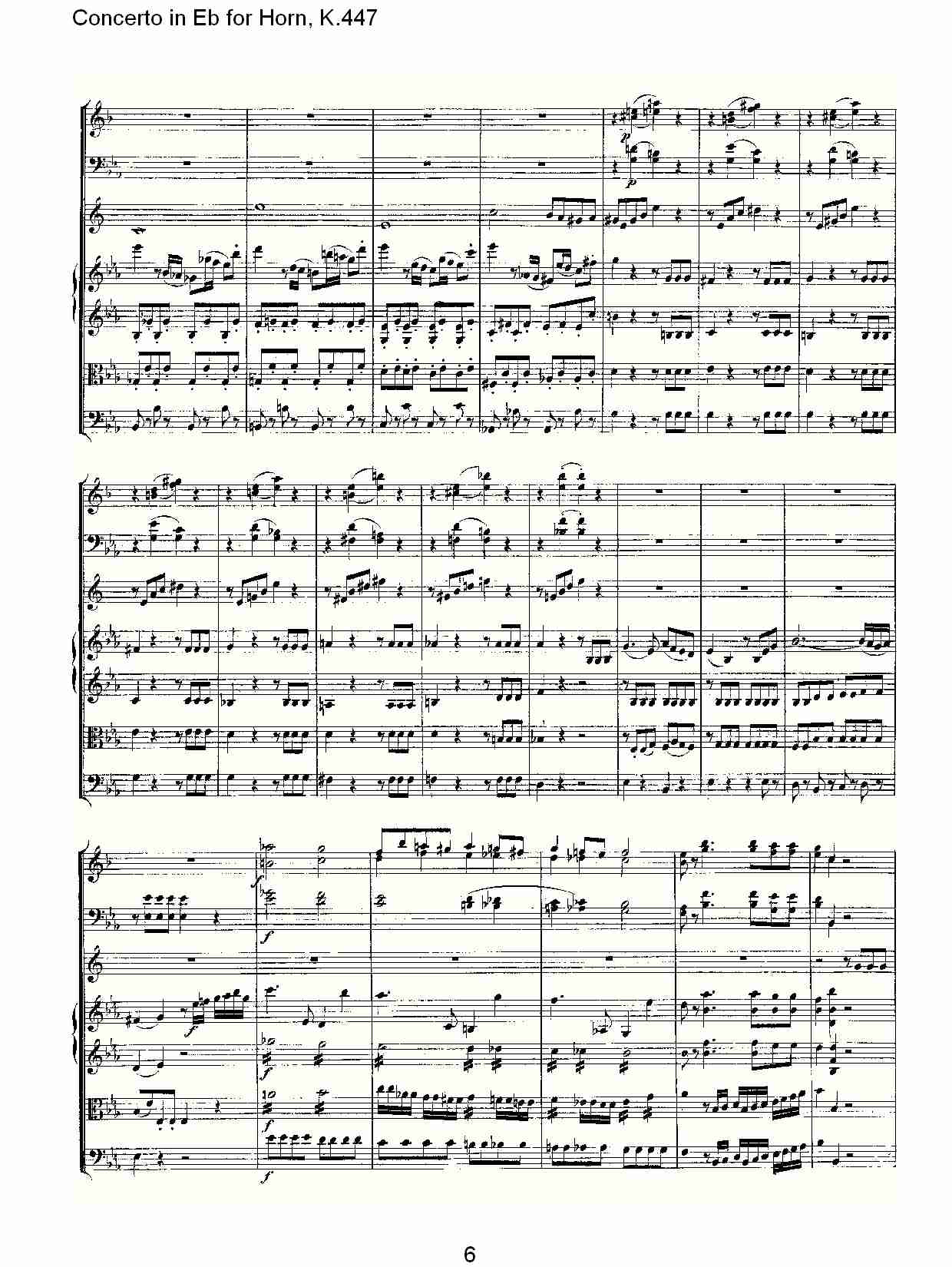 Eb调法国号协奏曲, K.447（二）总谱（图1）