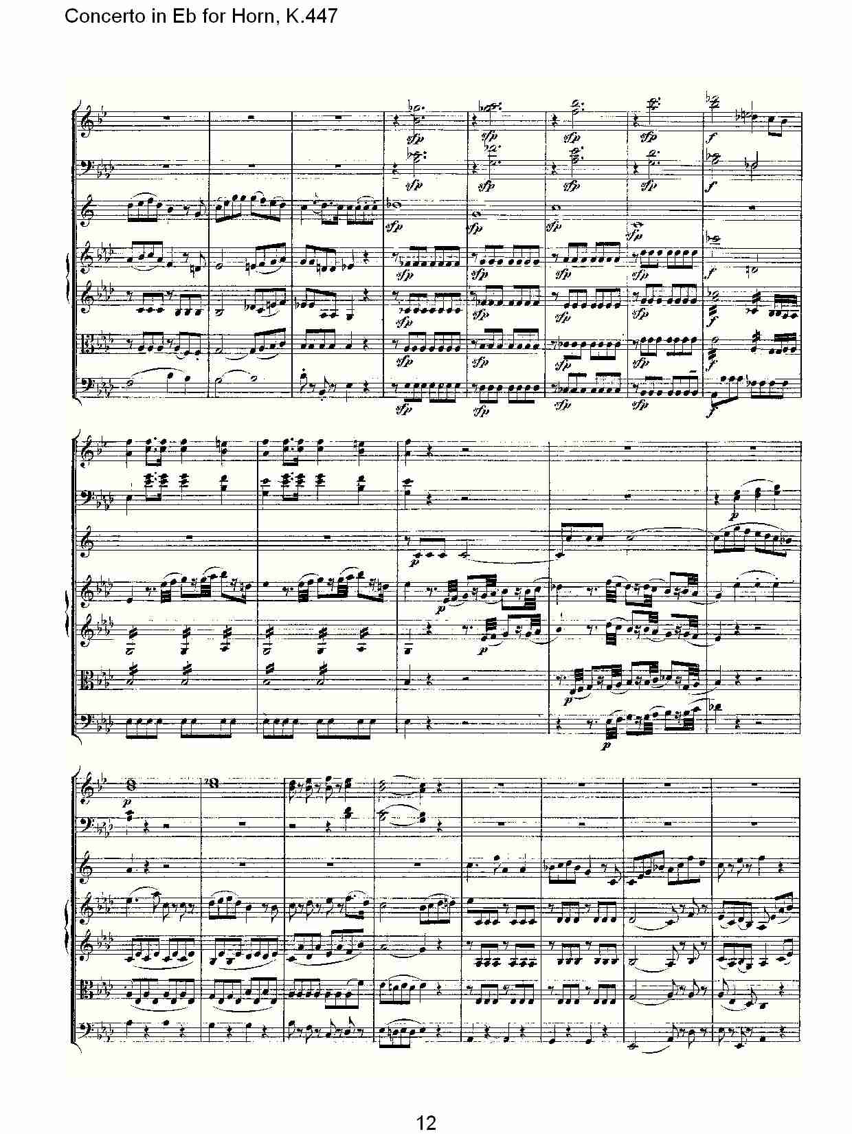 Eb调法国号协奏曲, K.447（三）总谱（图2）
