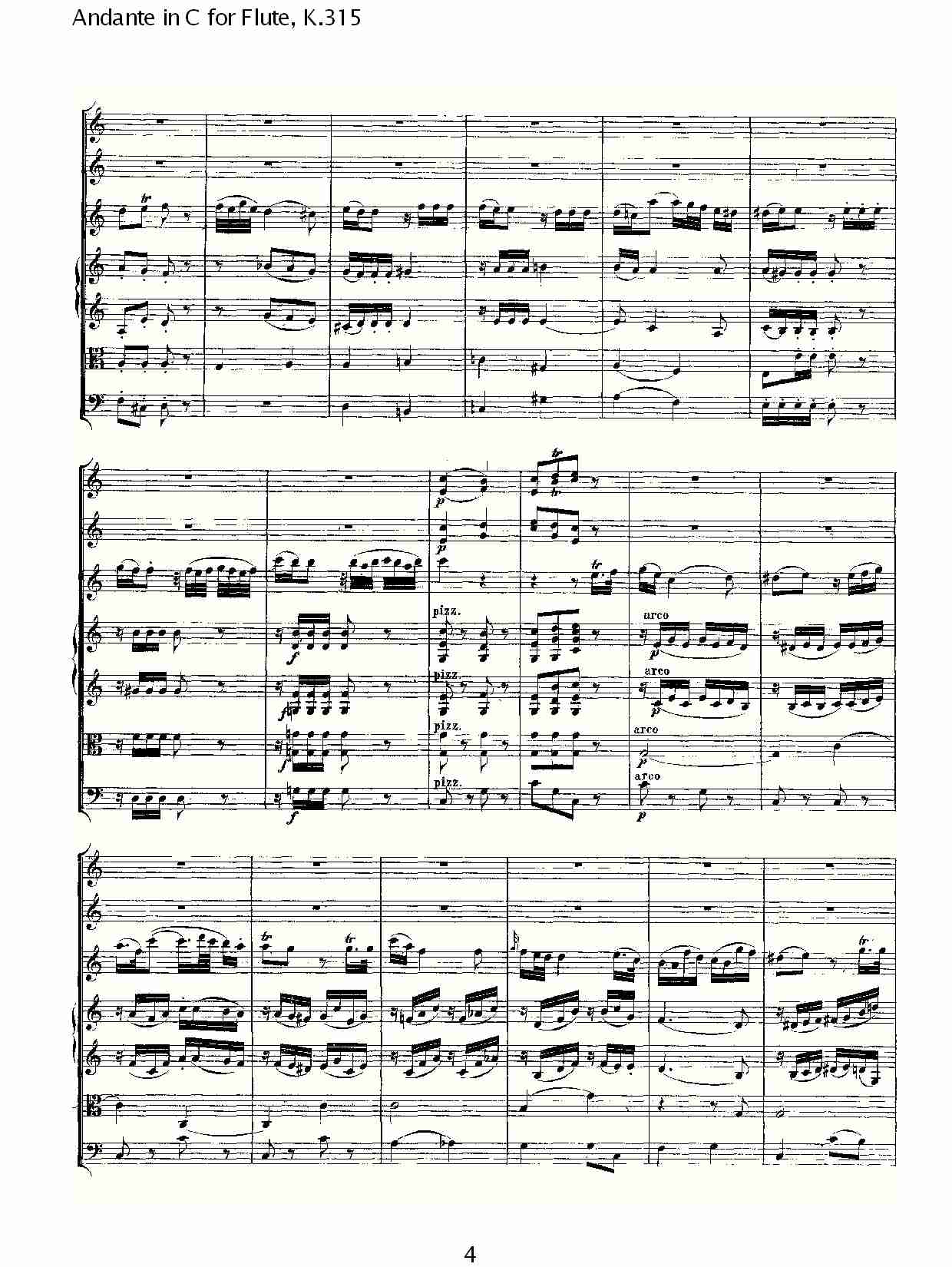 D调长笛行板（协奏曲）, K.315总谱（图4）