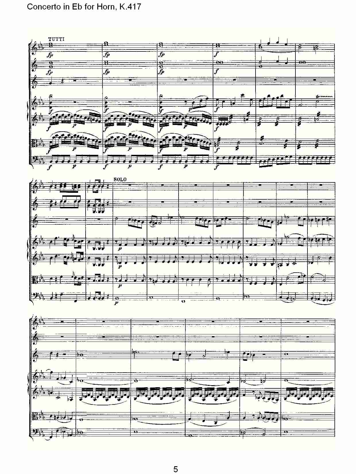 Eb调法国号协奏曲, K.417（一）总谱（图5）