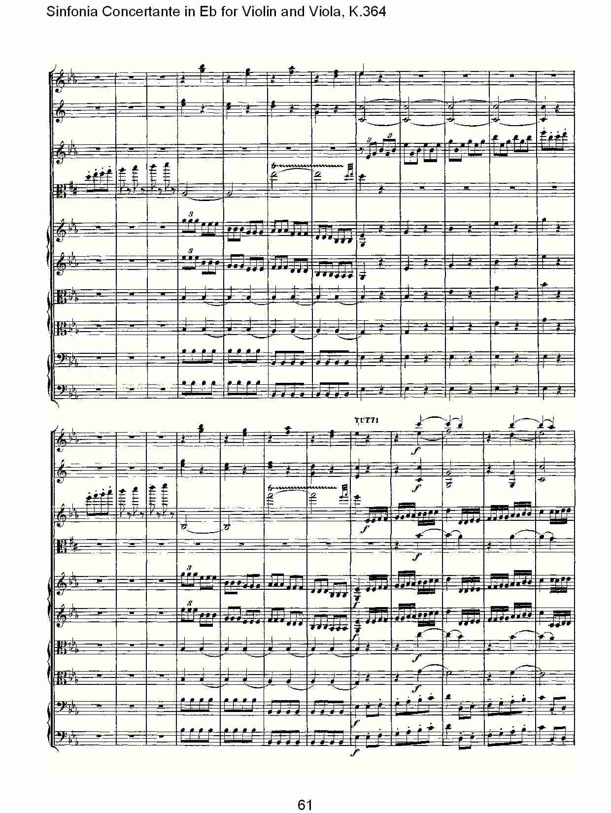 Eb调小提琴与中提琴炫技序曲, K.364（十三）总谱（图1）