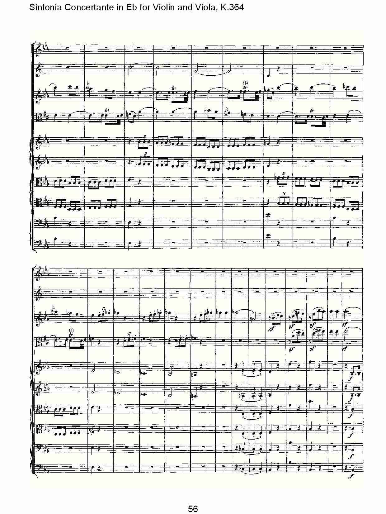 Eb调小提琴与中提琴炫技序曲, K.364（十二）总谱（图1）