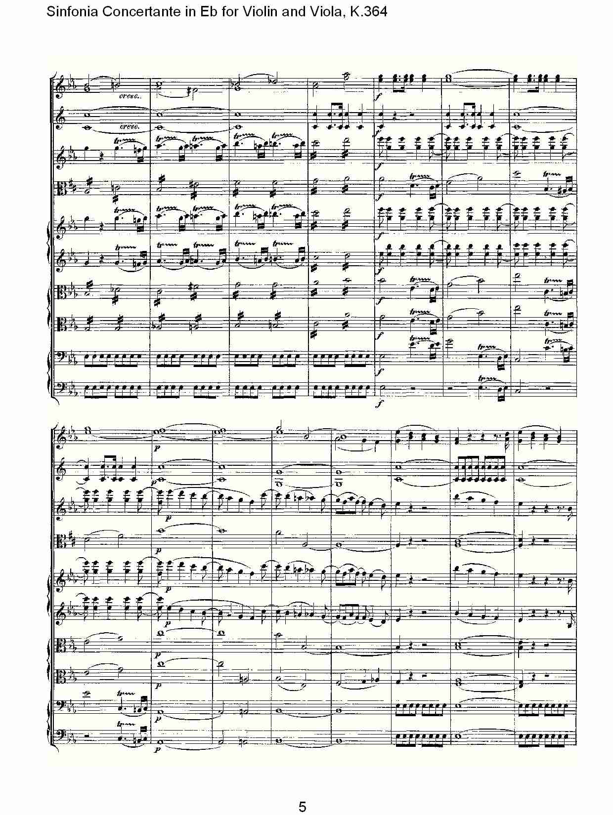 Eb调小提琴与中提琴炫技序曲, K.364（一）总谱（图5）