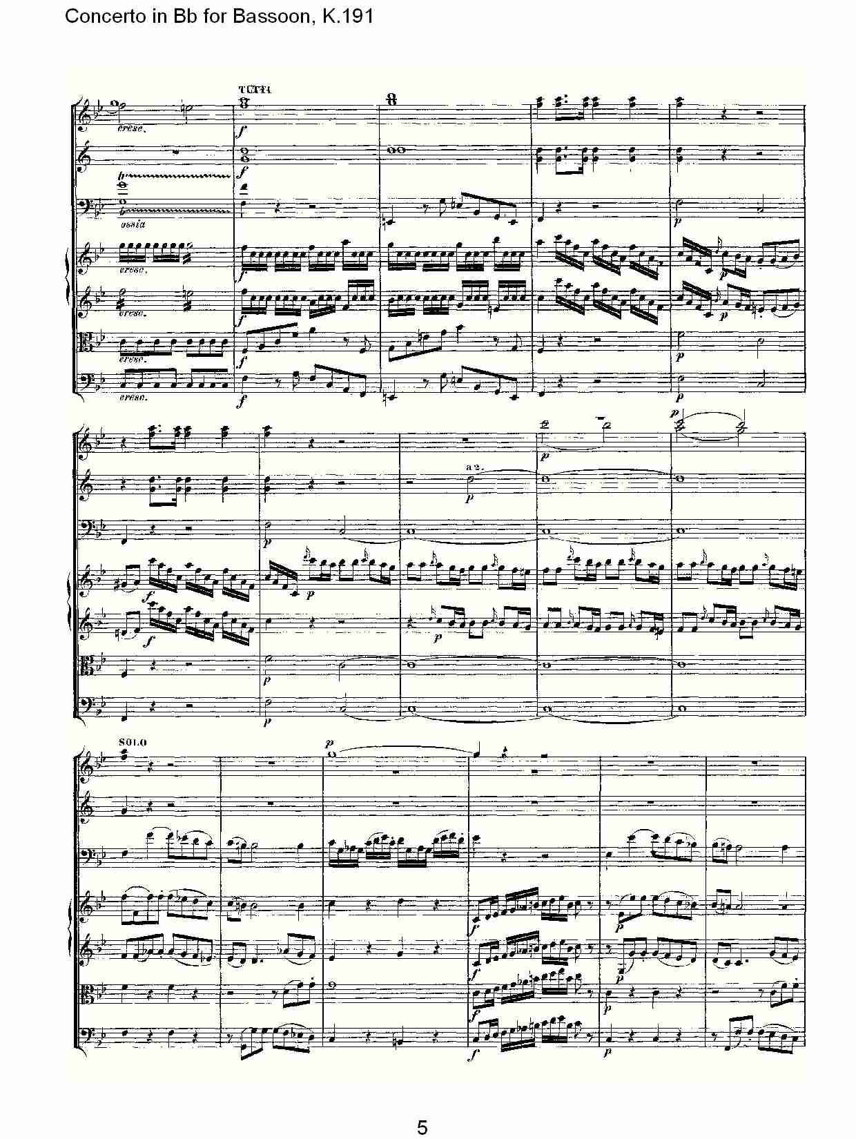 Bb调巴松管协奏曲, K.191（一）总谱（图5）
