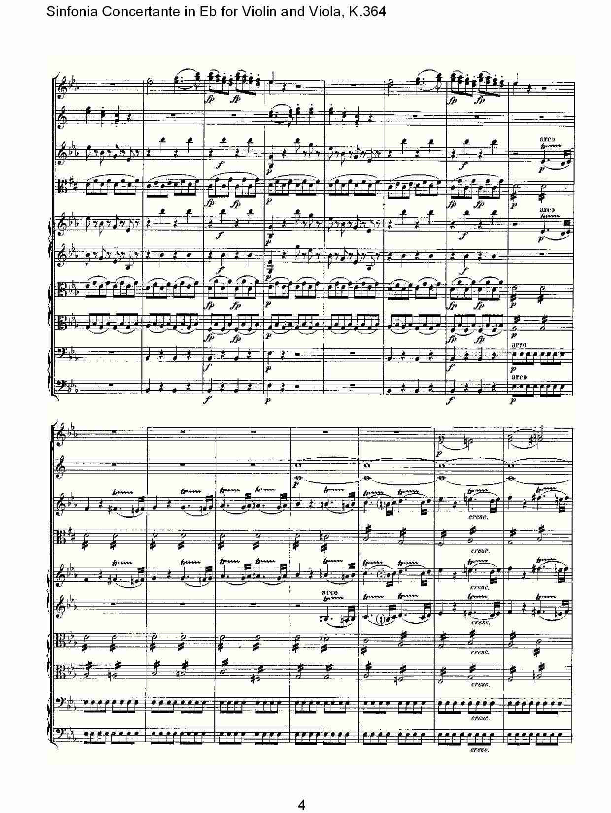 Eb调小提琴与中提琴炫技序曲, K.364（一）总谱（图4）