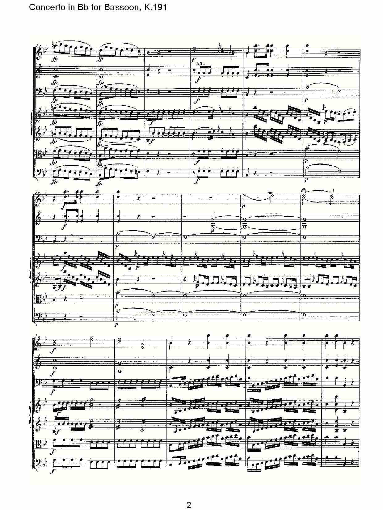Bb调巴松管协奏曲, K.191（一）总谱（图2）