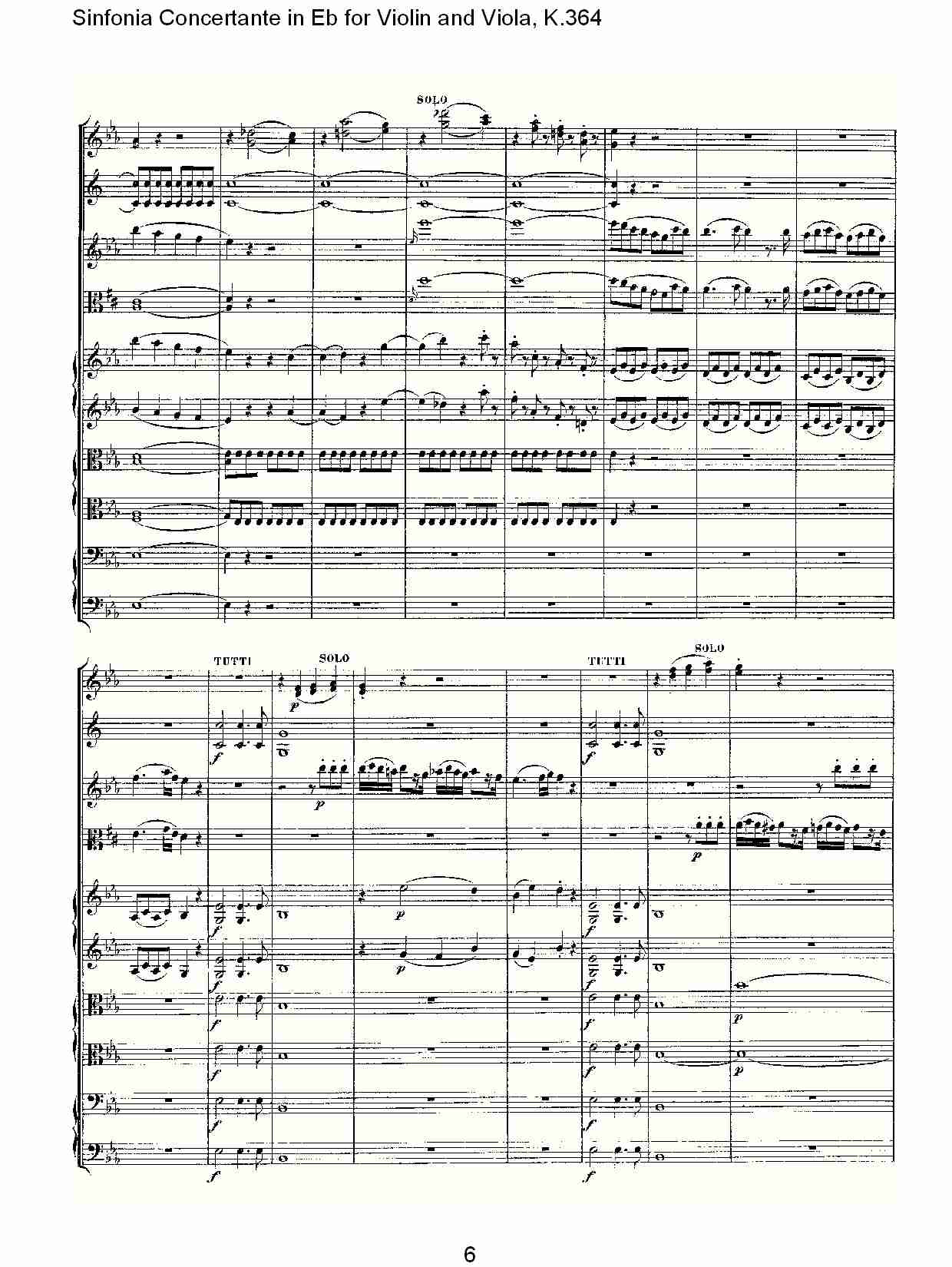 Eb调小提琴与中提琴炫技序曲, K.364（二）总谱（图1）