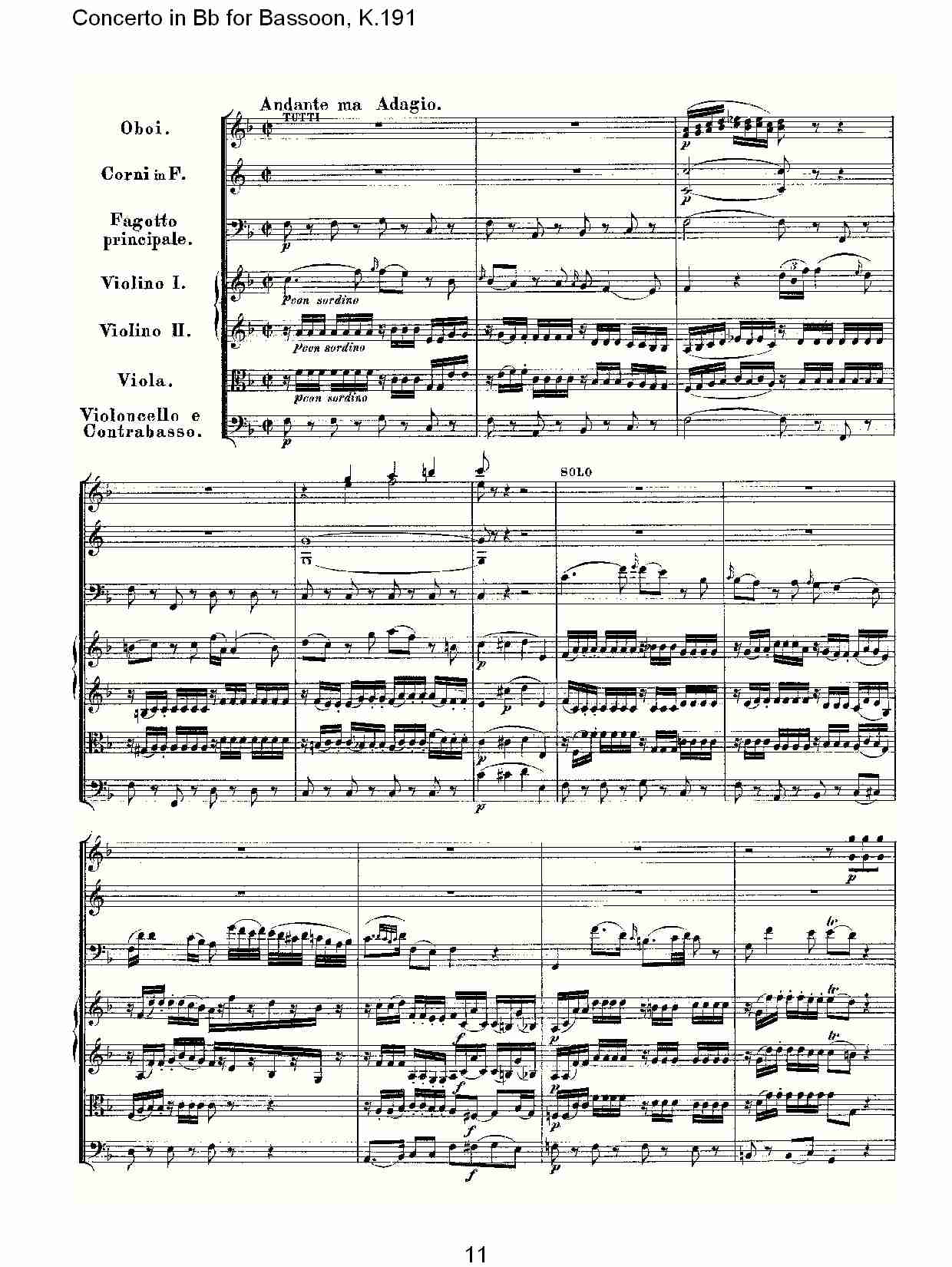 Bb调巴松管协奏曲, K.191（三）总谱（图1）