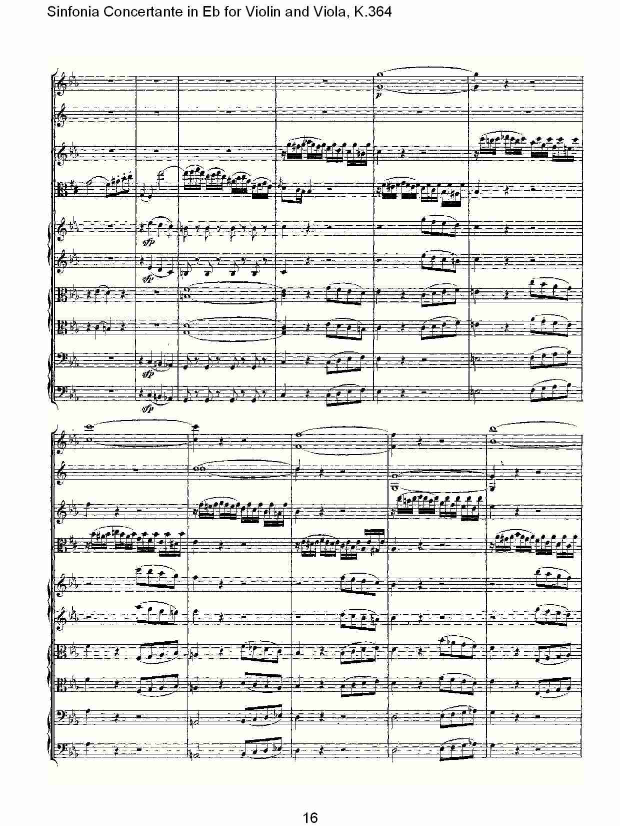 Eb调小提琴与中提琴炫技序曲, K.364（四）总谱（图1）