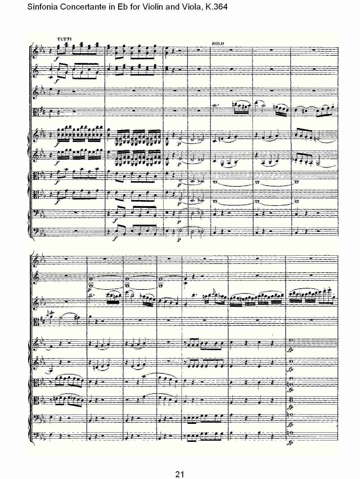 Eb调小提琴与中提琴炫技序曲, K.364（五）总谱（图1）
