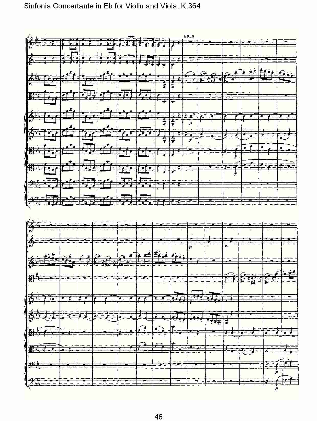 Eb调小提琴与中提琴炫技序曲, K.364（十）总谱（图1）