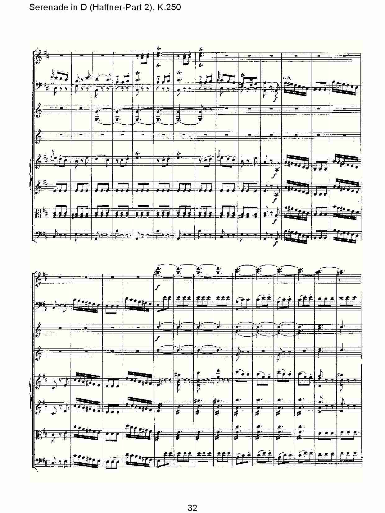 D调小夜曲(Haffner-第二部), K.250（七）总谱（图2）