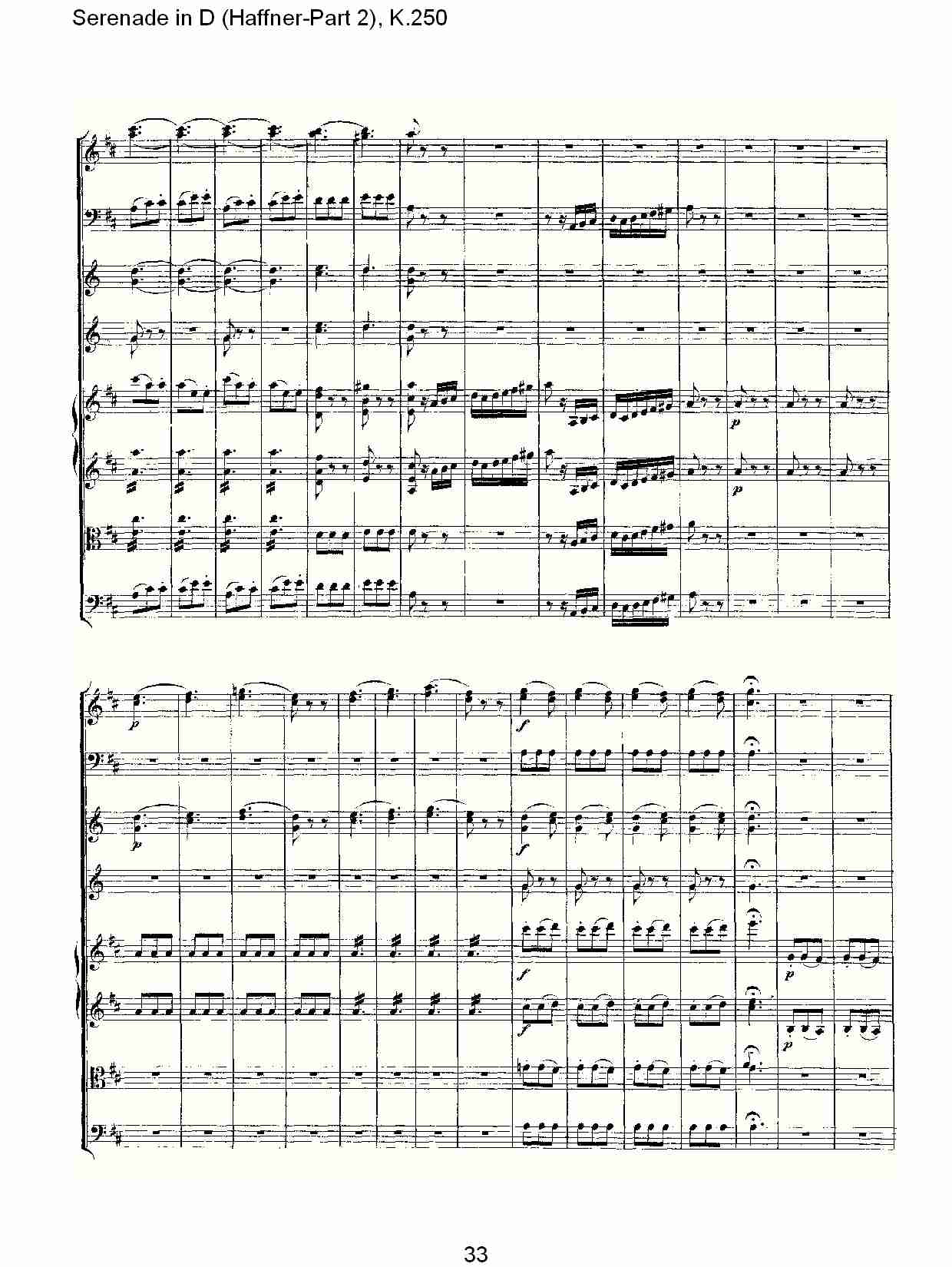 D调小夜曲(Haffner-第二部), K.250（七）总谱（图3）