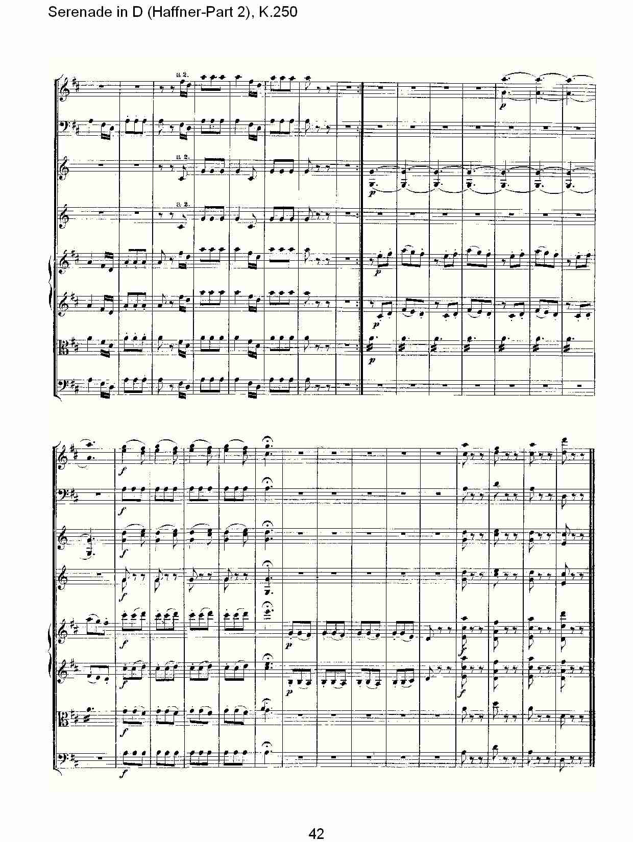 D调小夜曲(Haffner-第二部), K.250（九）总谱（图2）