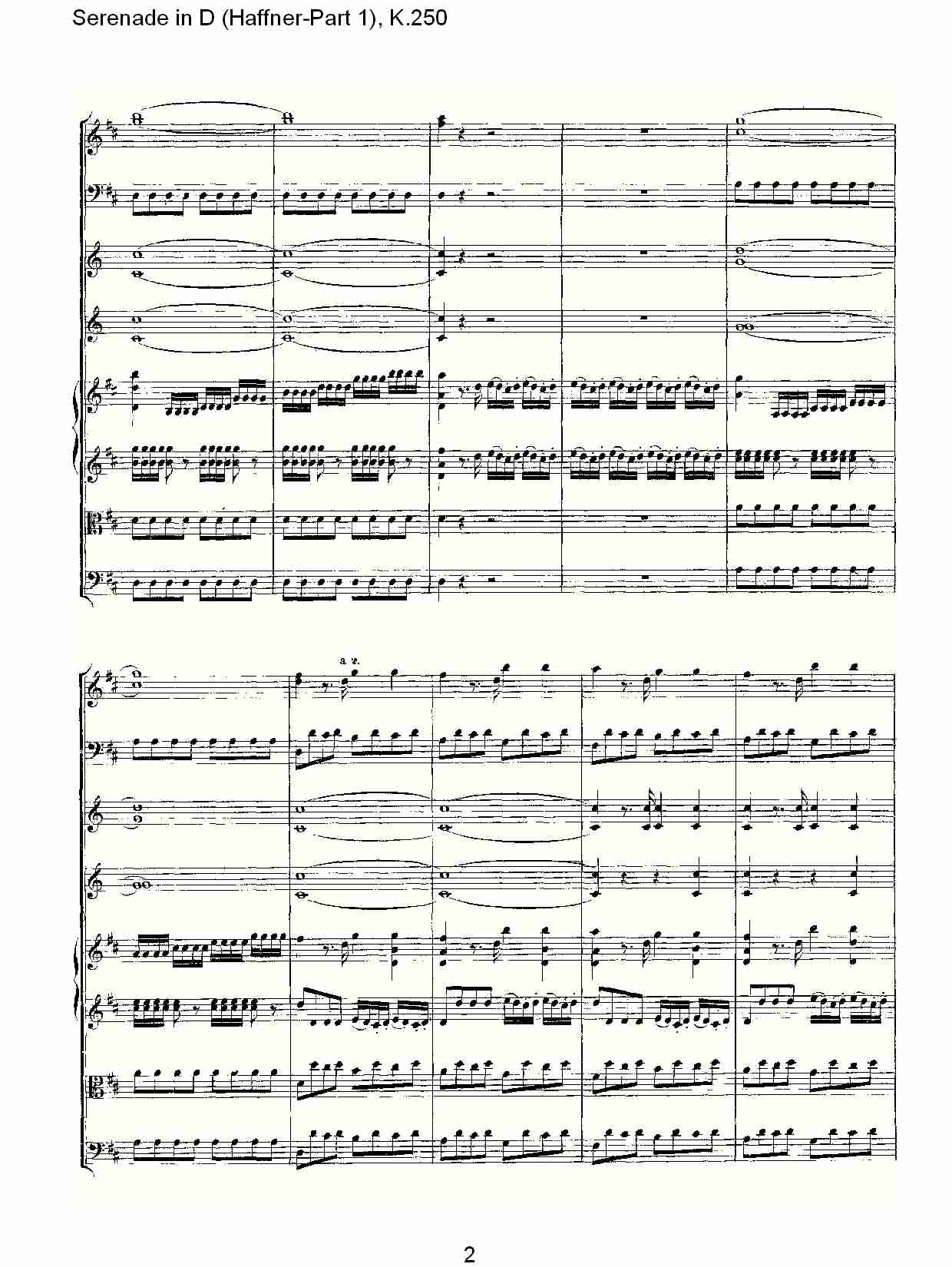 D调小夜曲(Haffner-第一部), K.250 （一）总谱（图2）