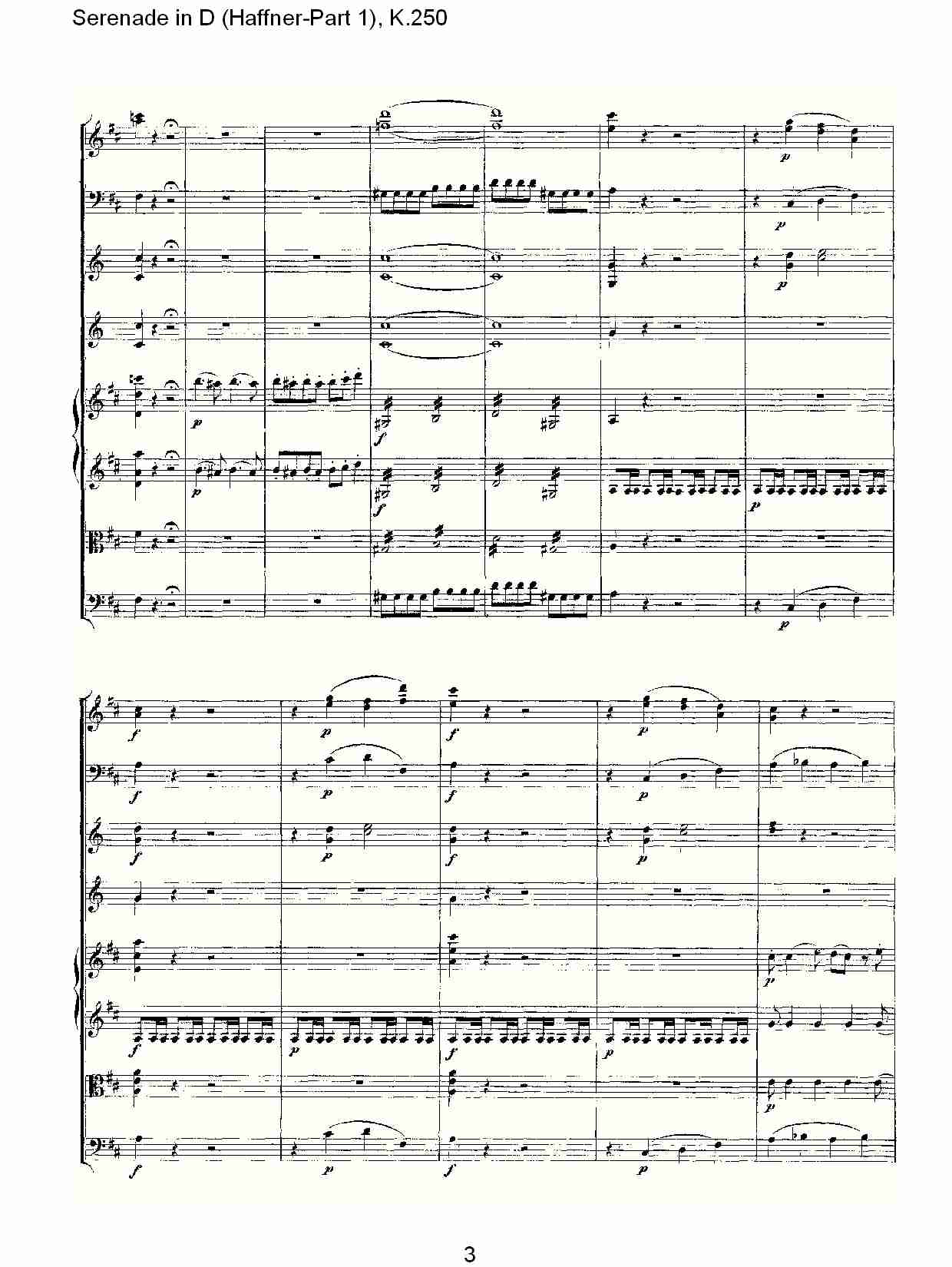 D调小夜曲(Haffner-第一部), K.250 （一）总谱（图3）