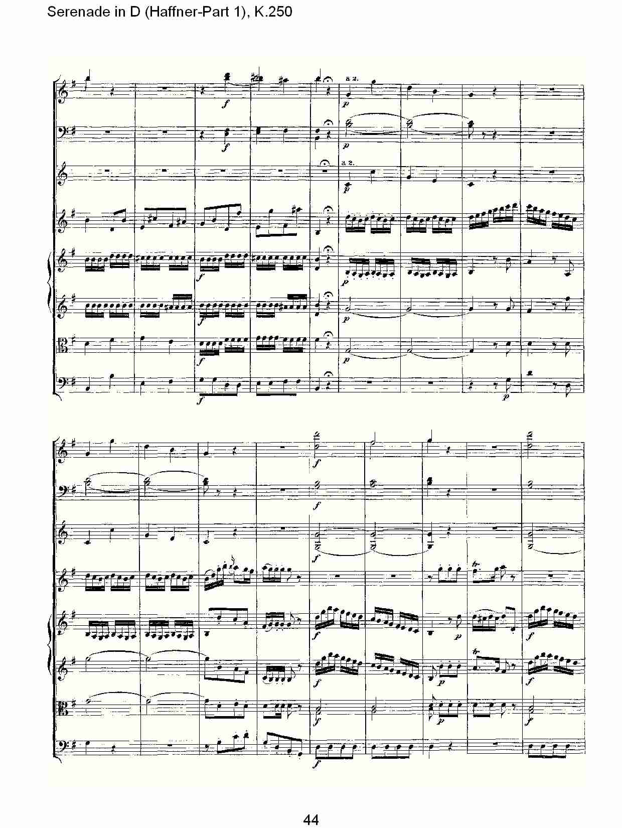 D调小夜曲(Haffner-第一部), K.250 （九）总谱（图4）