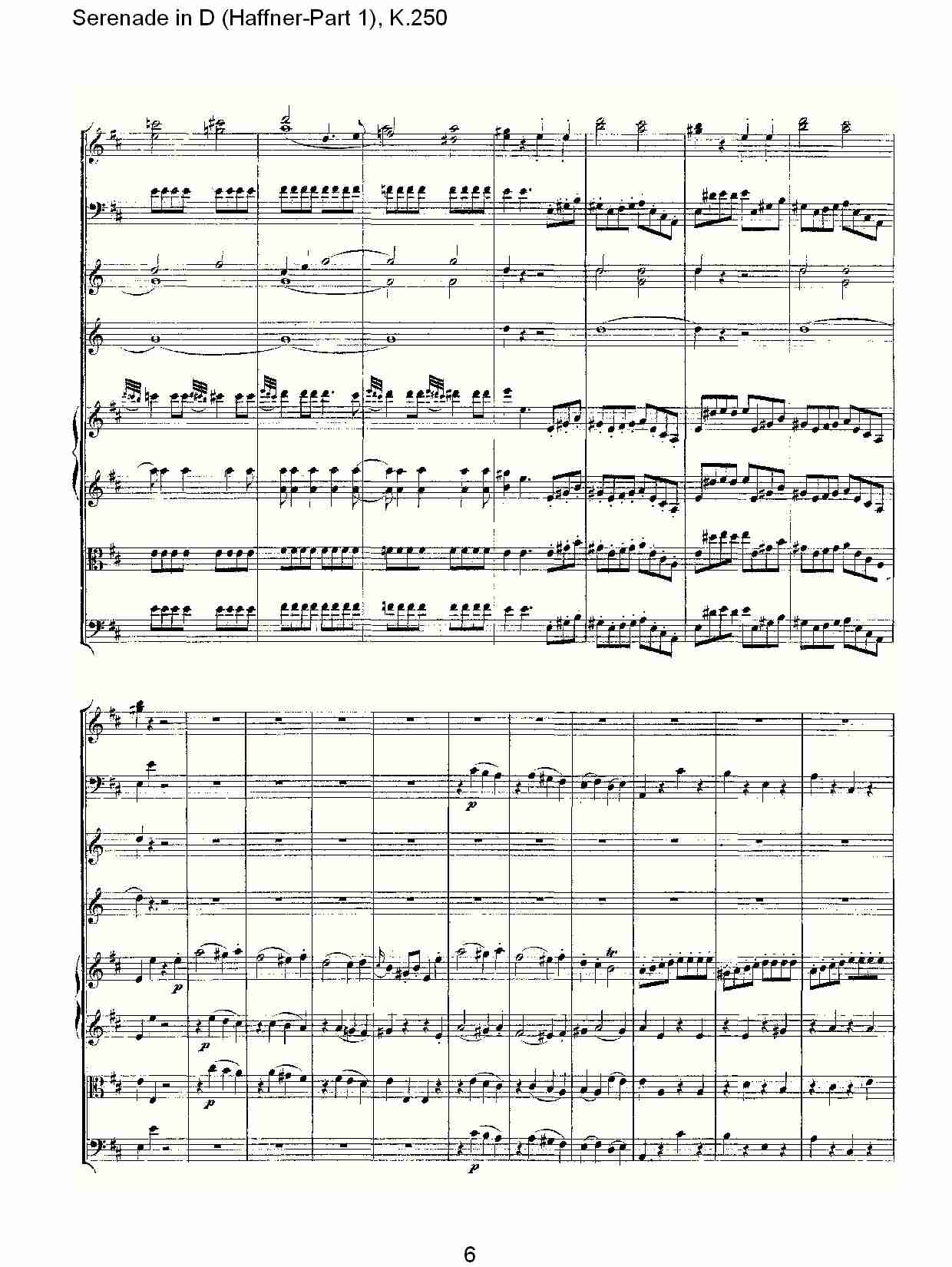 D调小夜曲(Haffner-第一部), K.250 （二）总谱（图1）