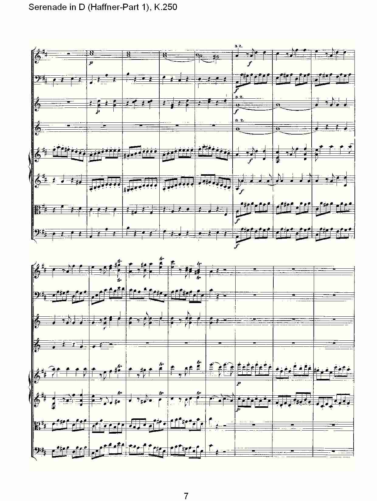 D调小夜曲(Haffner-第一部), K.250 （二）总谱（图2）
