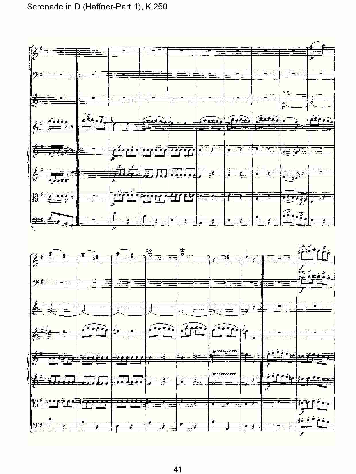 D调小夜曲(Haffner-第一部), K.250 （九）总谱（图1）