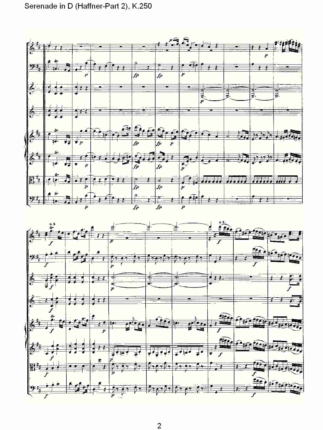D调小夜曲(Haffner-第二部), K.250（一）总谱（图2）