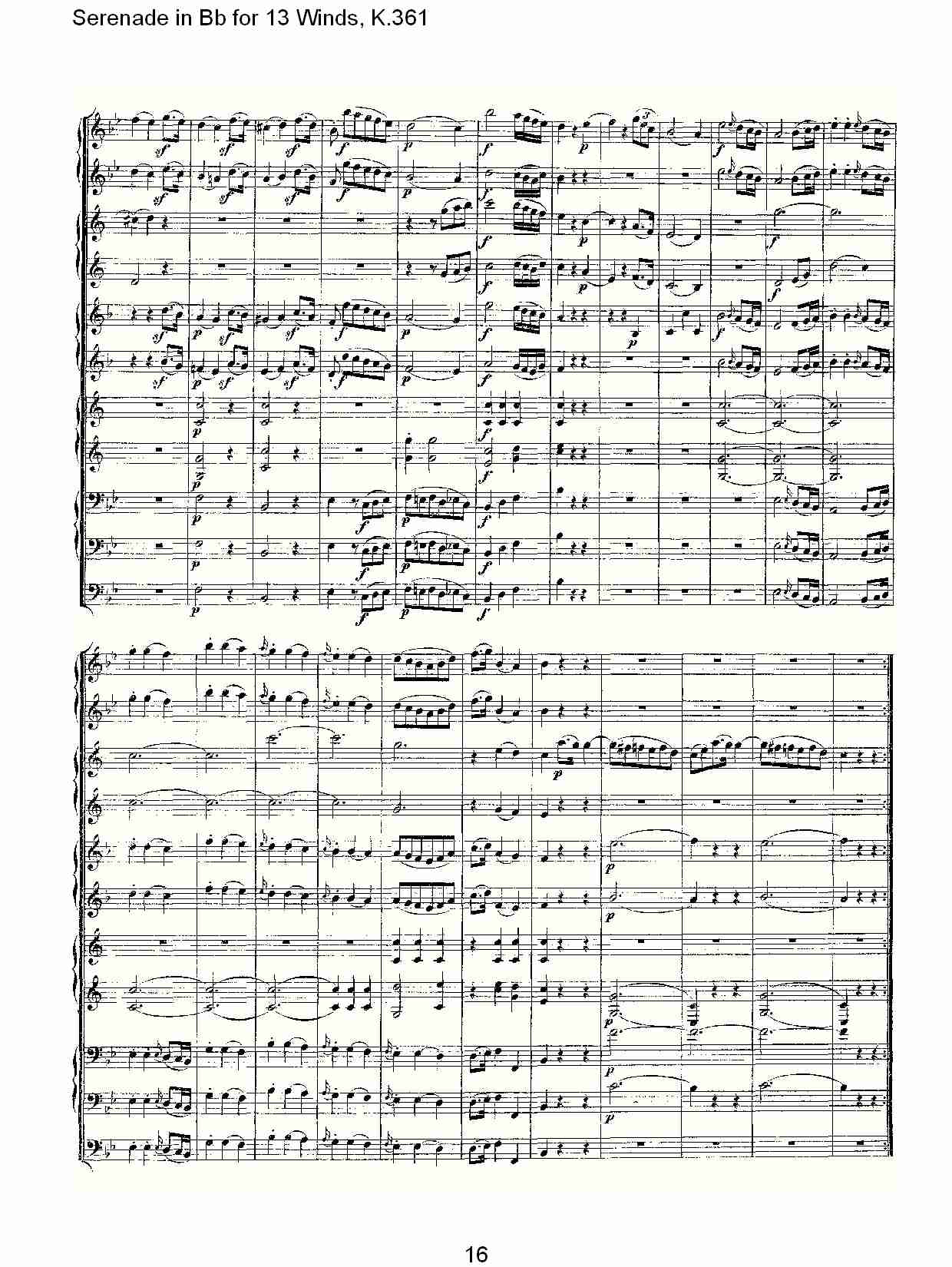 Bb调13管乐小夜曲, K.361（四）总谱（图1）