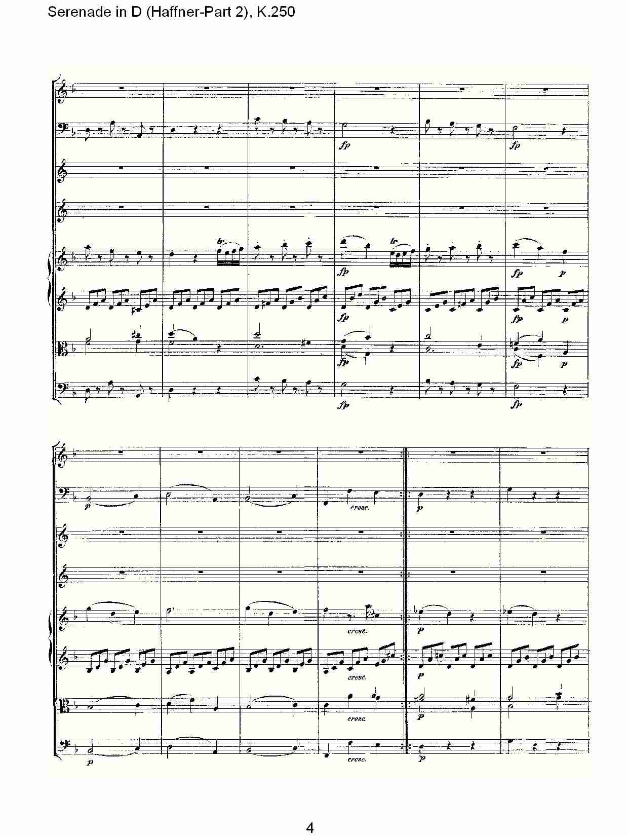 D调小夜曲(Haffner-第二部), K.250（一）总谱（图4）