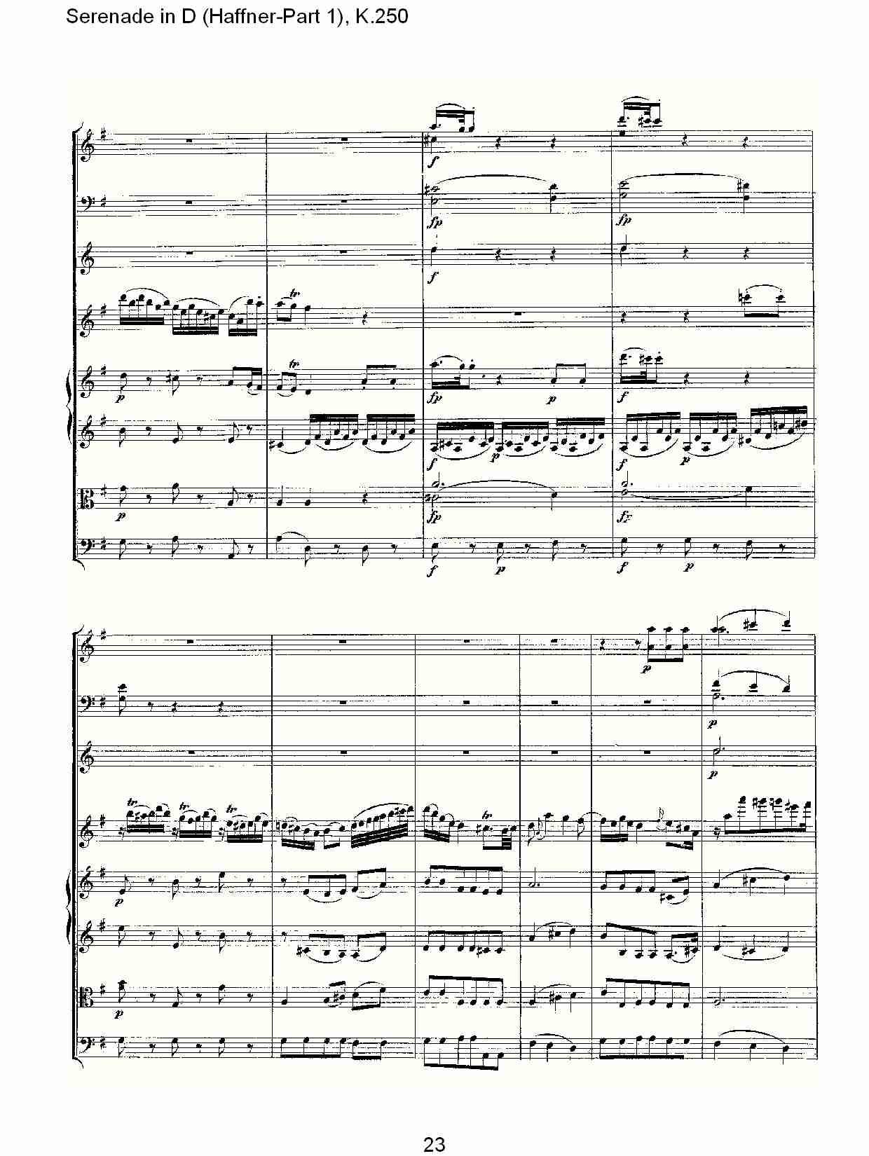 D调小夜曲(Haffner-第一部), K.250 （五）总谱（图3）