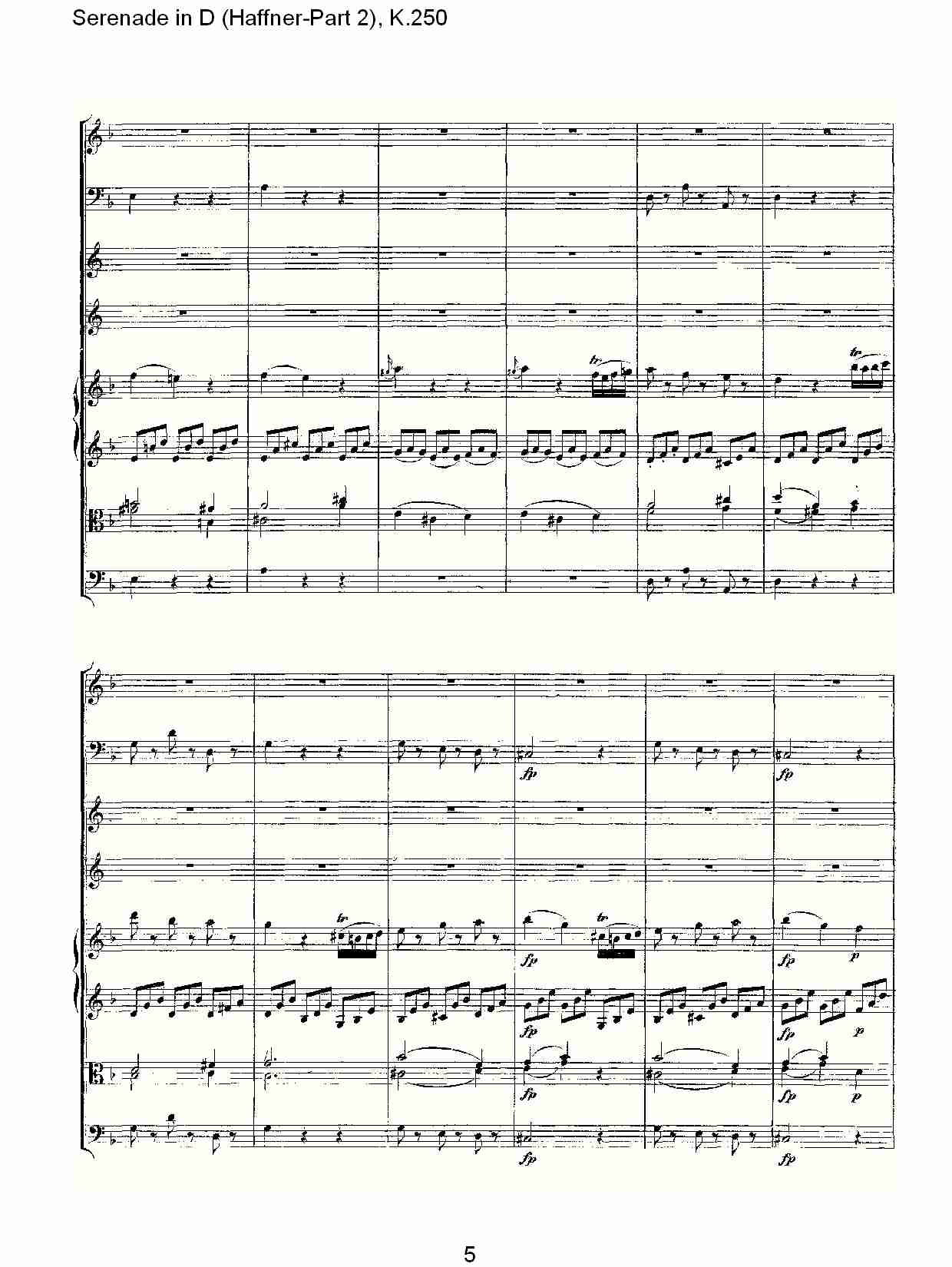 D调小夜曲(Haffner-第二部), K.250（一）总谱（图5）